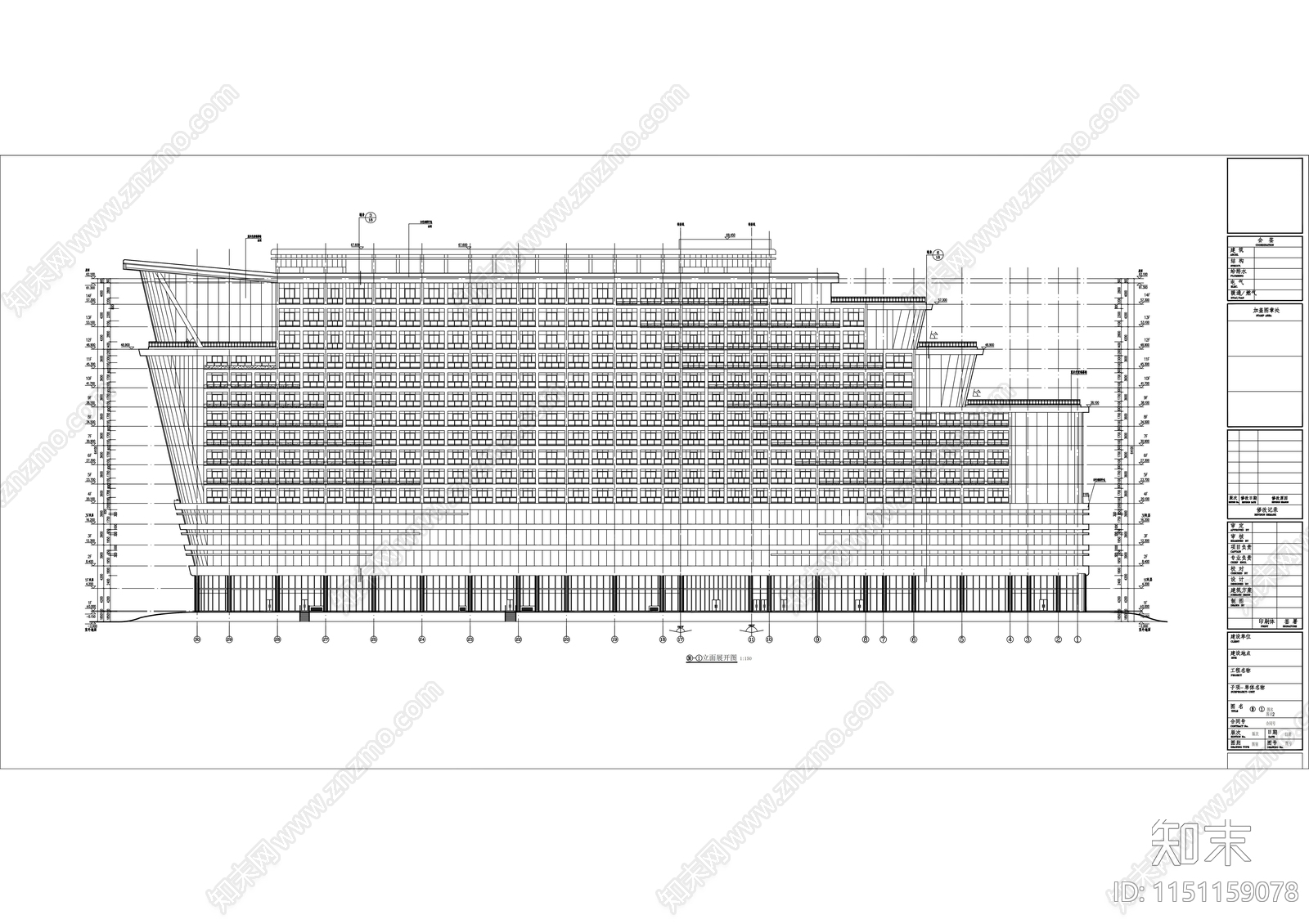 14层现代风格五星级酒店设计cad施工图下载【ID:1151159078】
