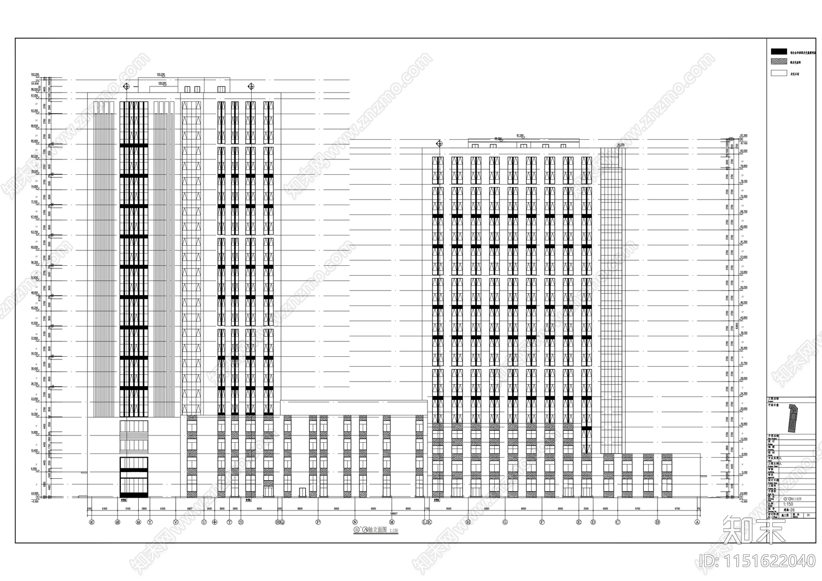 25层现代风格酒店及单体办公楼建筑设计施工图下载【ID:1151622040】