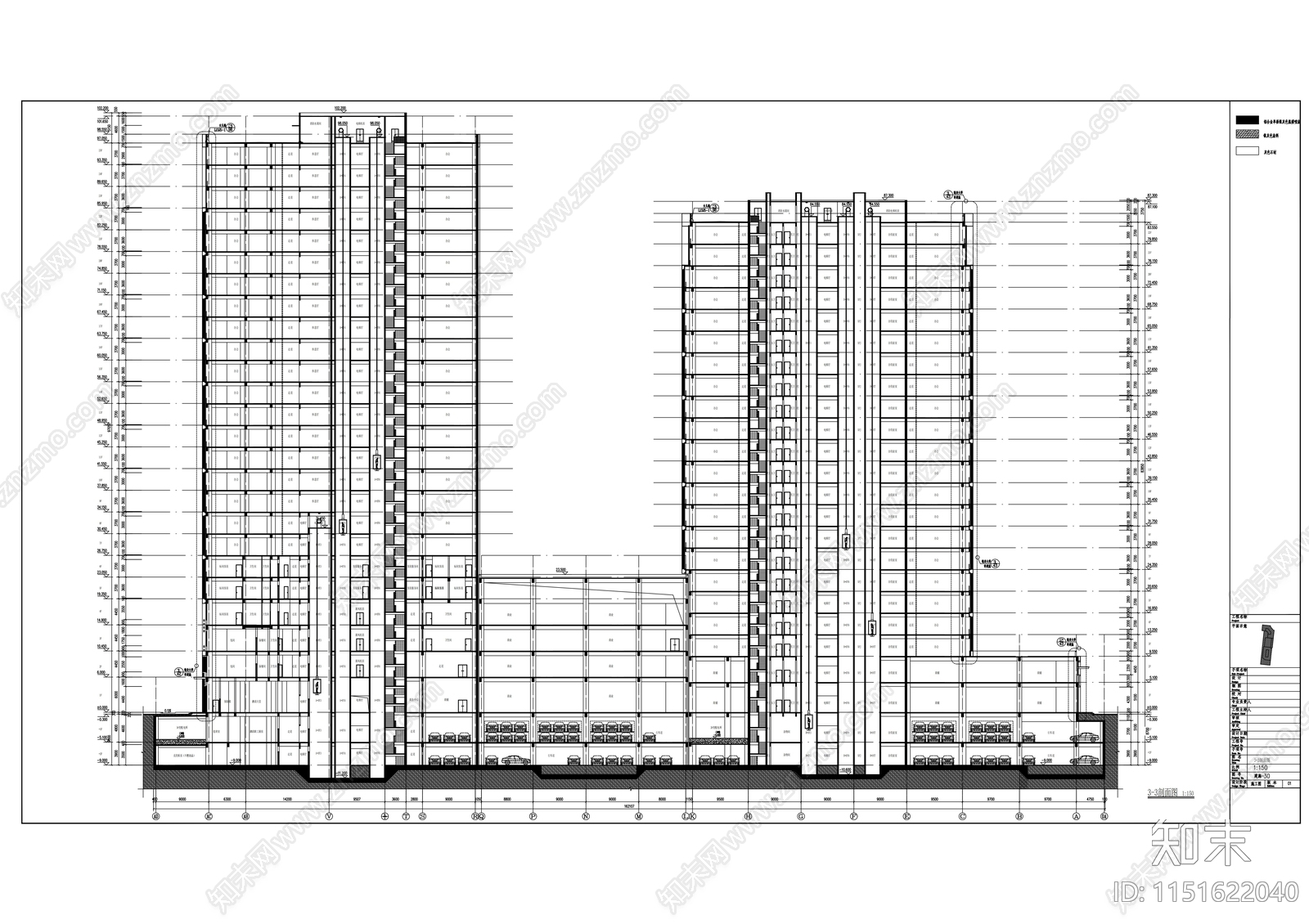 25层现代风格酒店及单体办公楼建筑设计施工图下载【ID:1151622040】