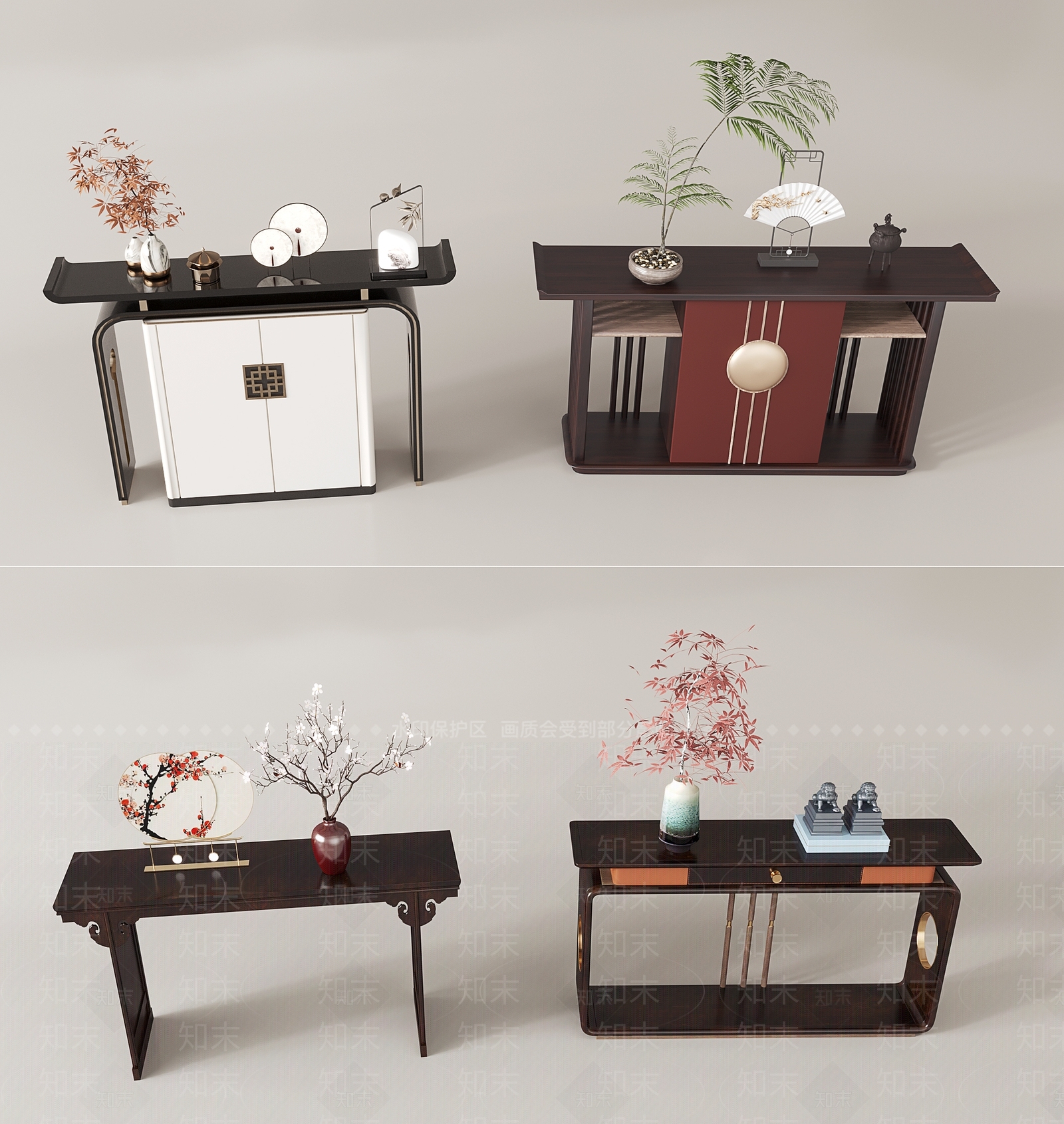 新中式实木端景条案3D模型下载【ID:1151159339】
