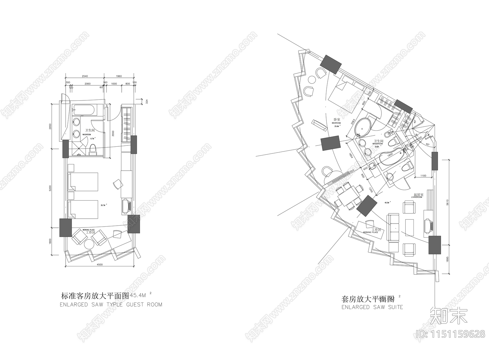 33层现代风格酒店建筑cad施工图下载【ID:1151159628】