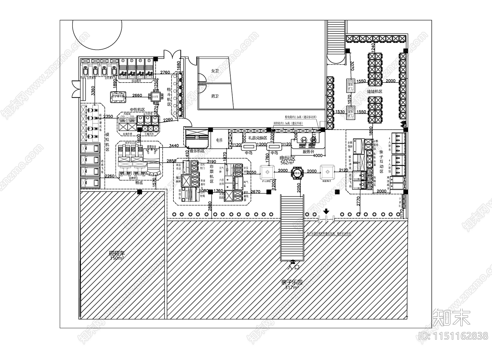 电玩城综合场规划cad施工图下载【ID:1151162838】