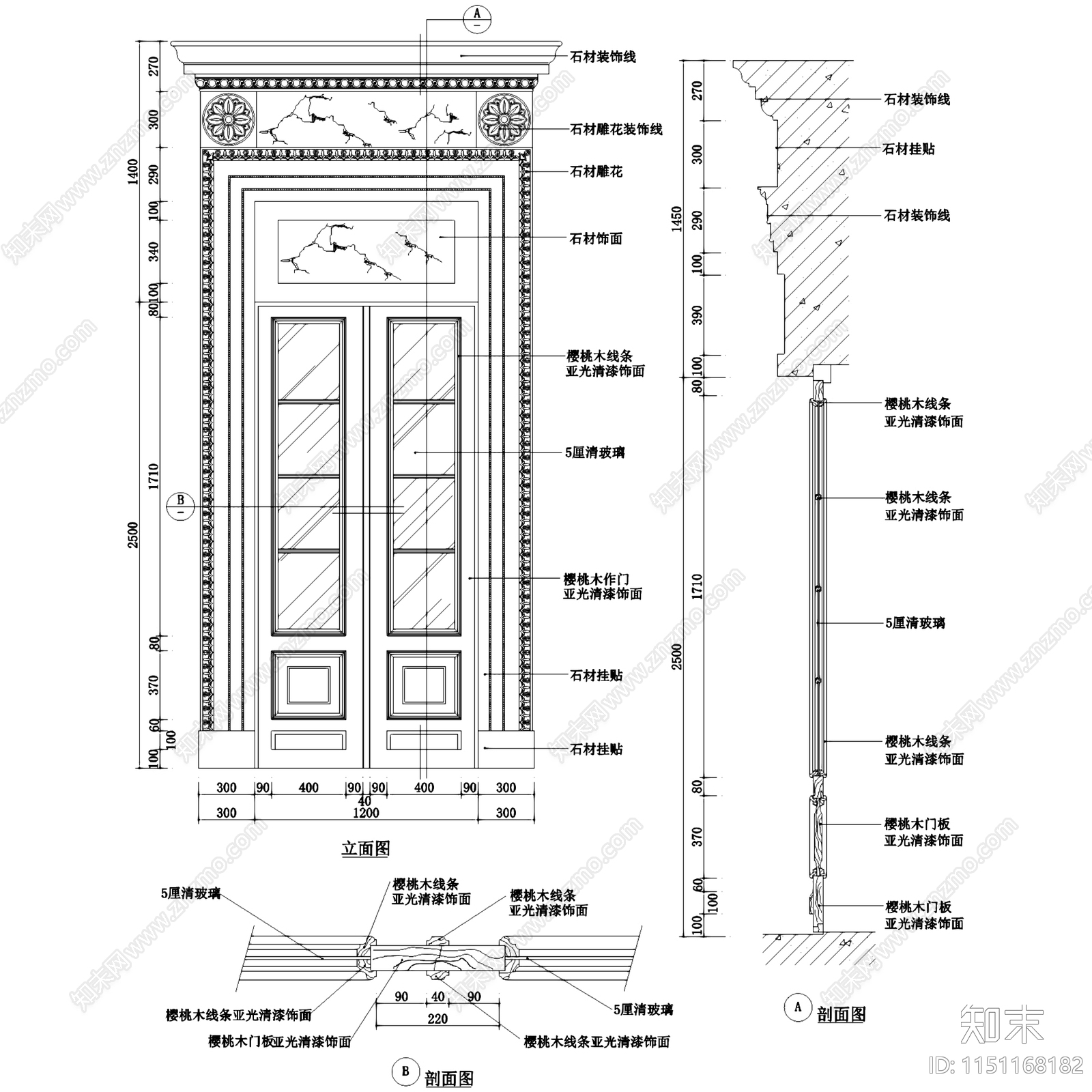 木质门窗节点大样详图施工图集cad施工图下载【ID:1151168182】