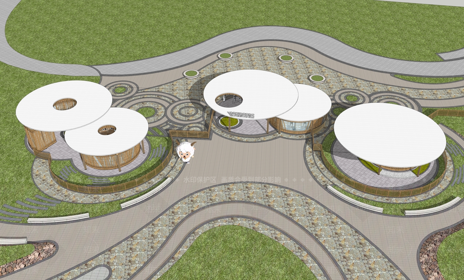现代景观公园SU模型下载【ID:1151168592】