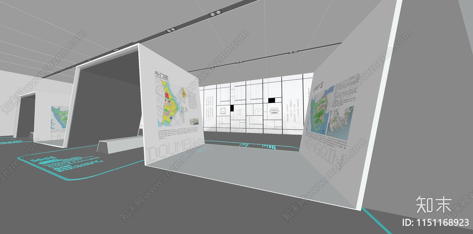 现代规划图文展厅SU模型下载【ID:1151168923】