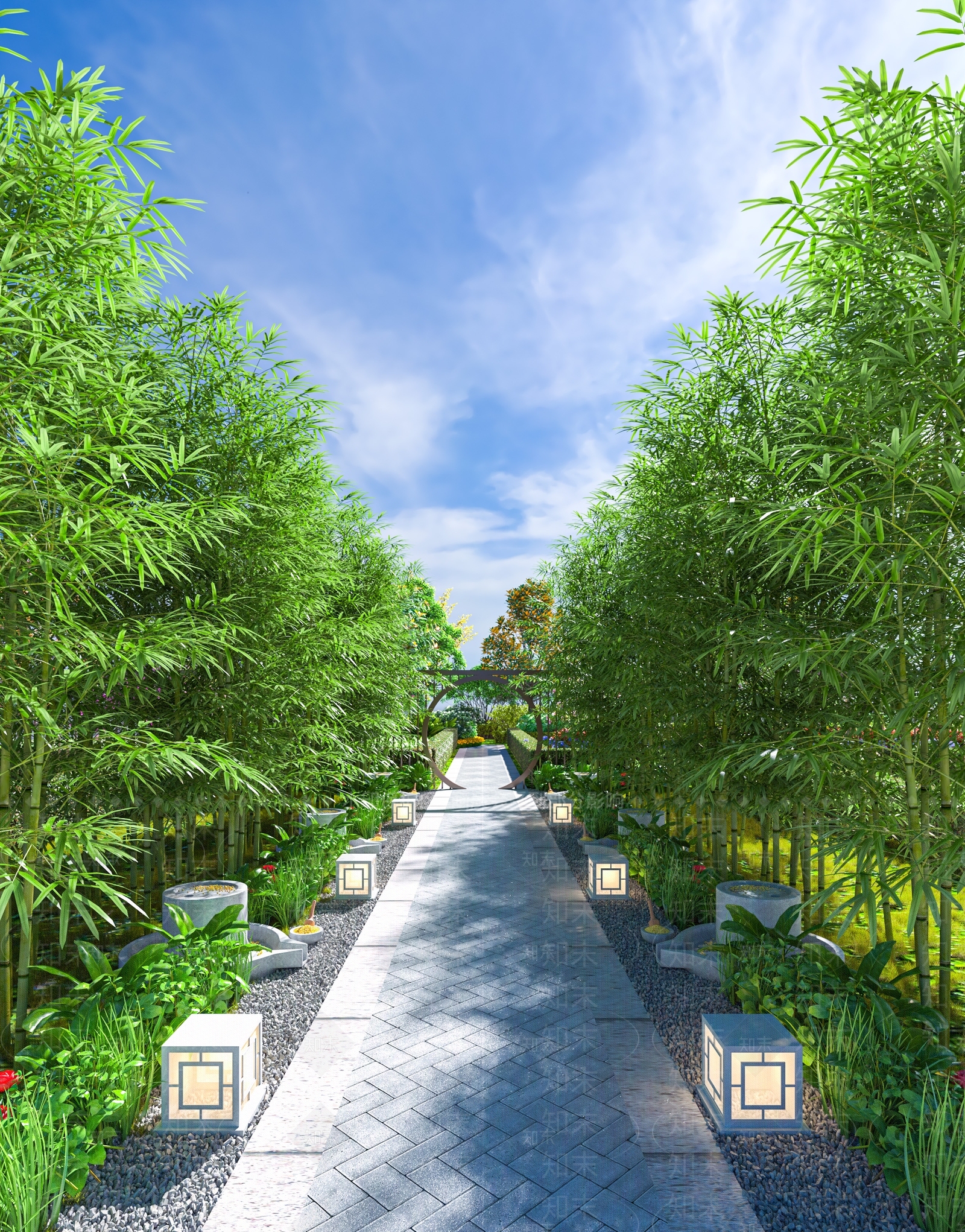 新中式小路景观3D模型下载【ID:1151171470】