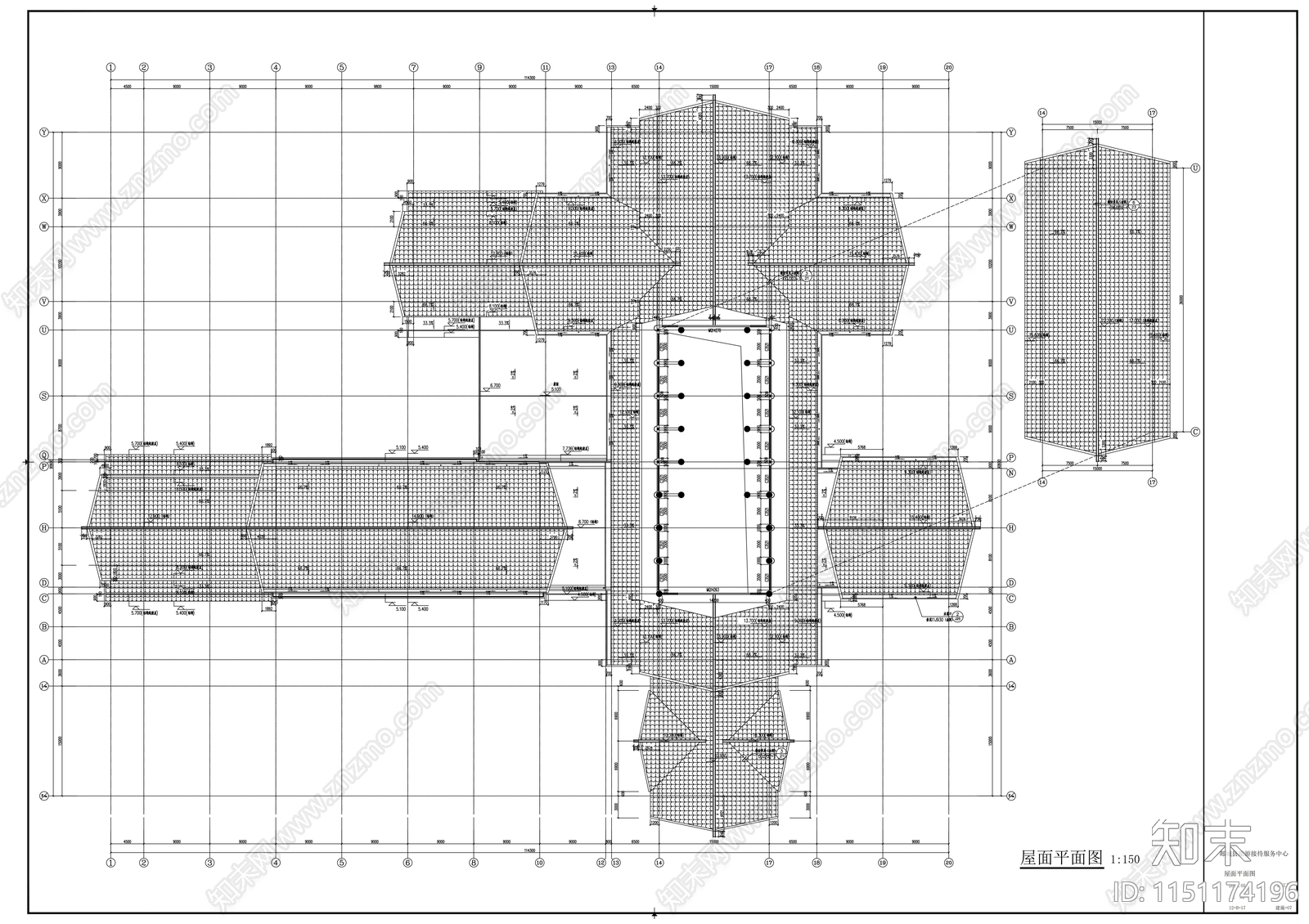 三层某宾馆中式风格接待中心建筑施工图下载【ID:1151174196】