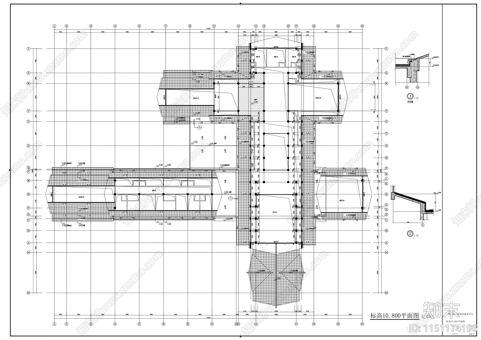 三层某宾馆中式风格接待中心建筑施工图下载【ID:1151174196】