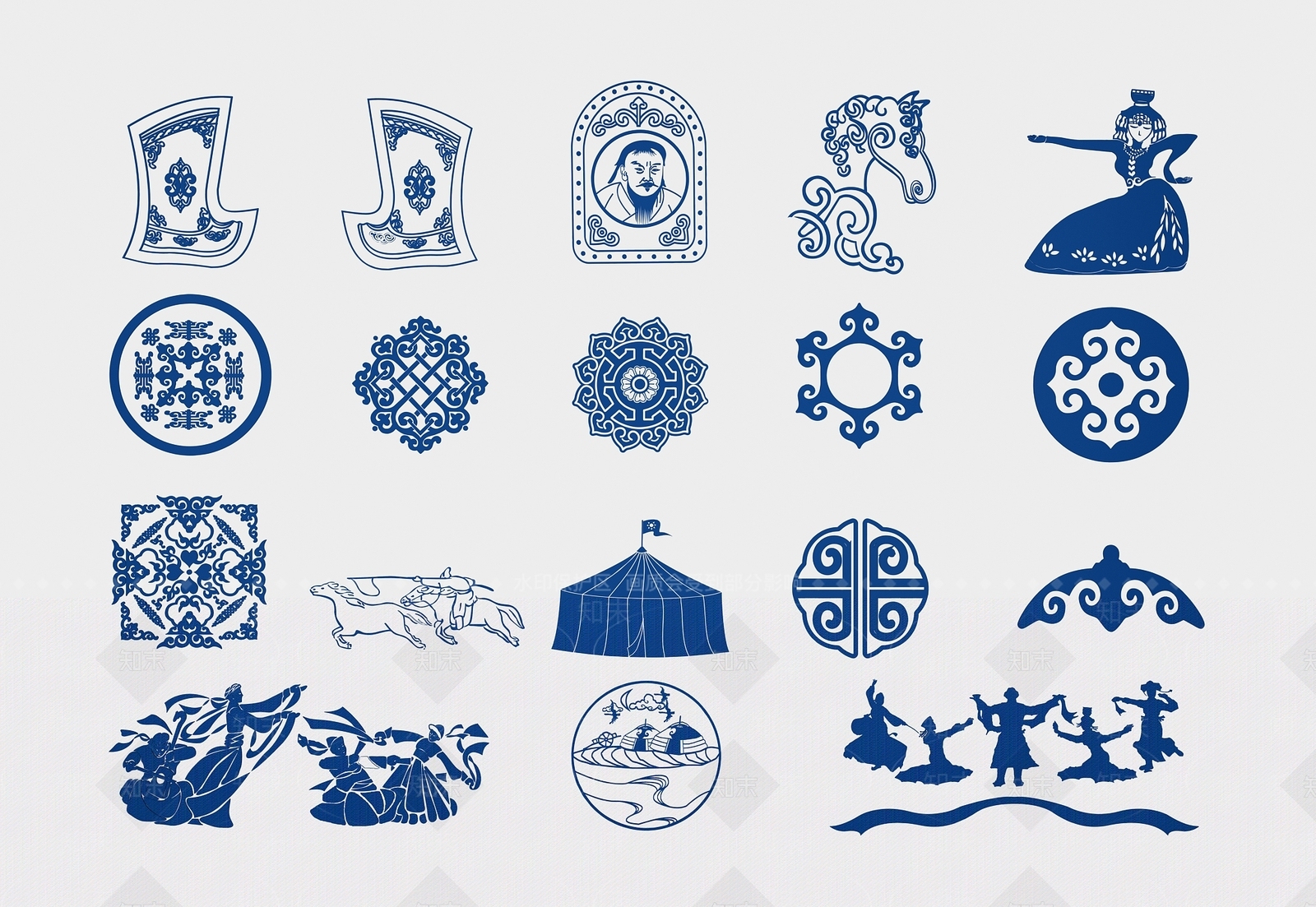 现代蒙古民族图案墙饰3D模型下载【ID:1151174901】