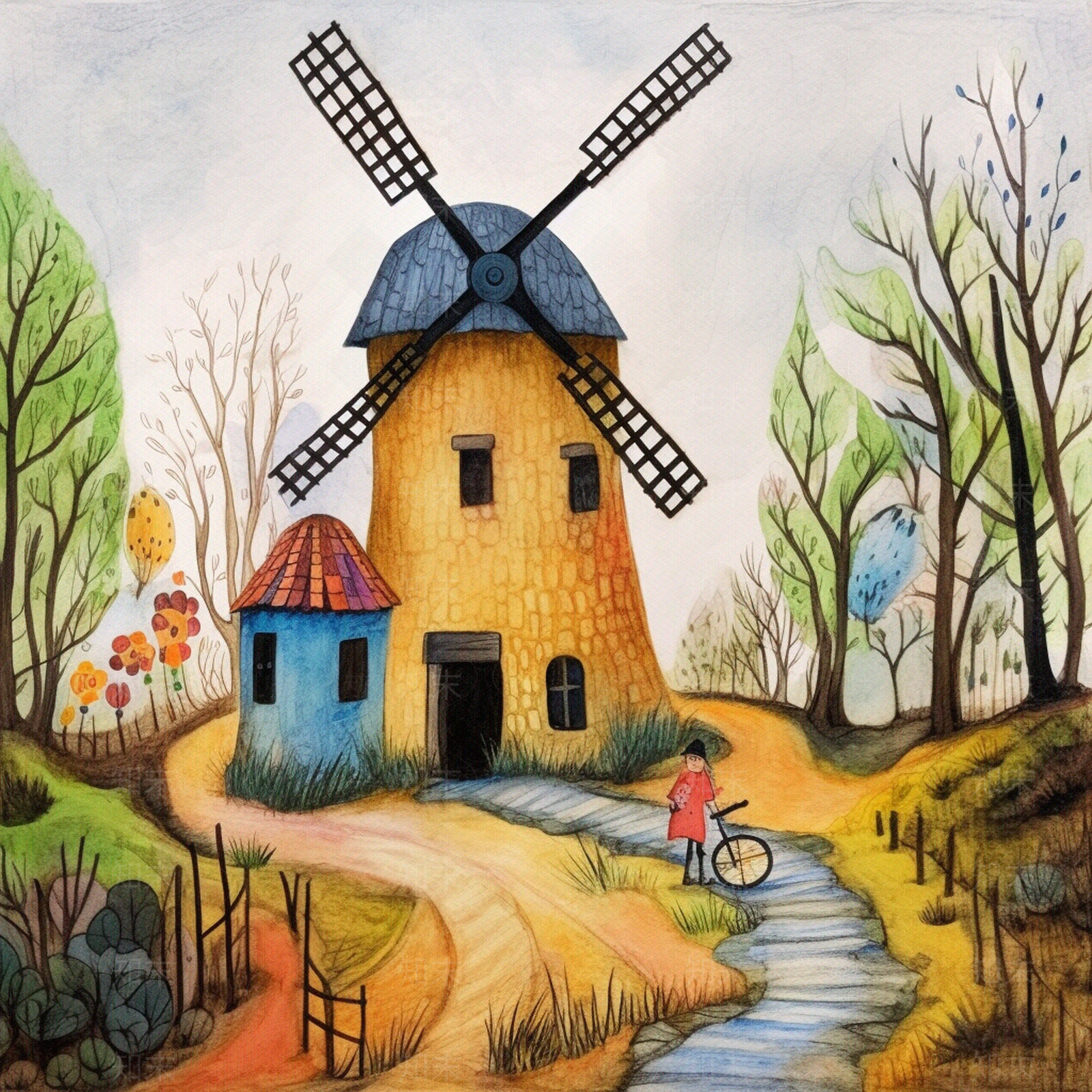 现代卡通儿童风景装饰画贴图下载【ID:1151175092】