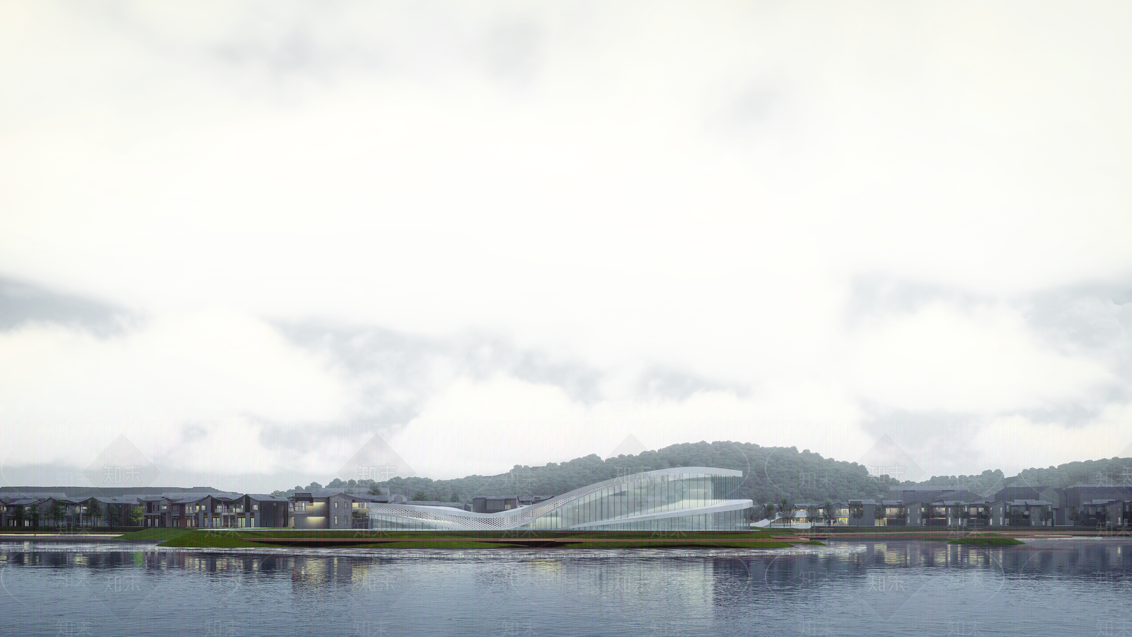 现代展览馆建筑SU模型下载【ID:1151240186】