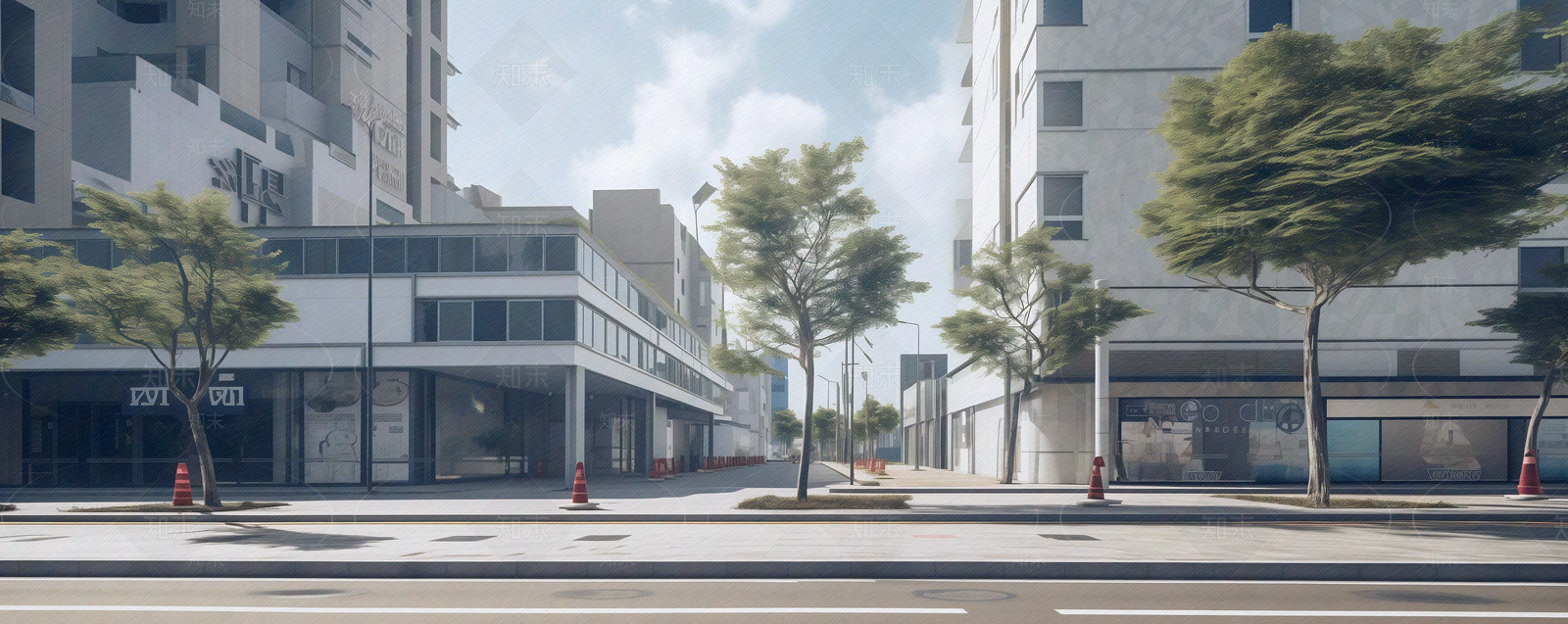 白天城市街道马路街景外景贴图下载【ID:1151178403】