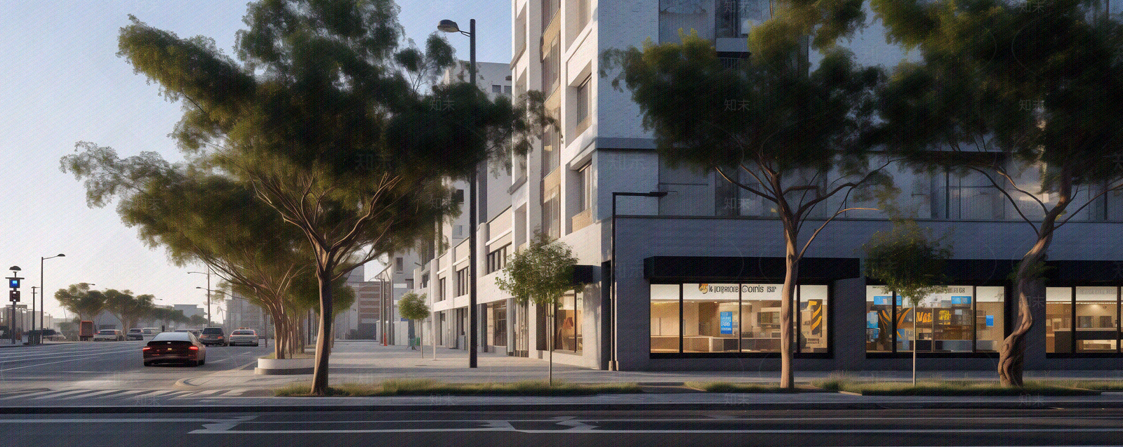 白天城市街道马路街景外景贴图下载【ID:1151178875】