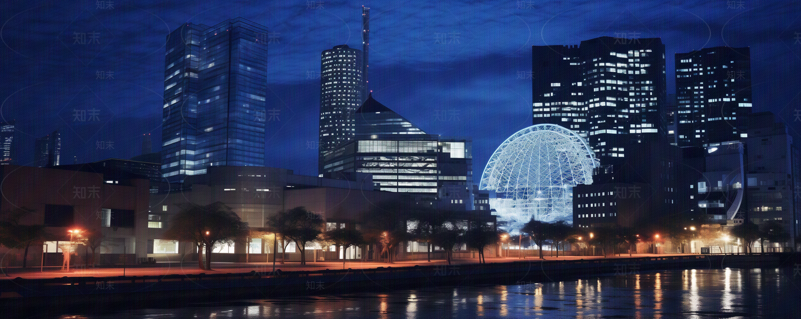 户外城市建筑夜景远景贴图下载【ID:1151179416】