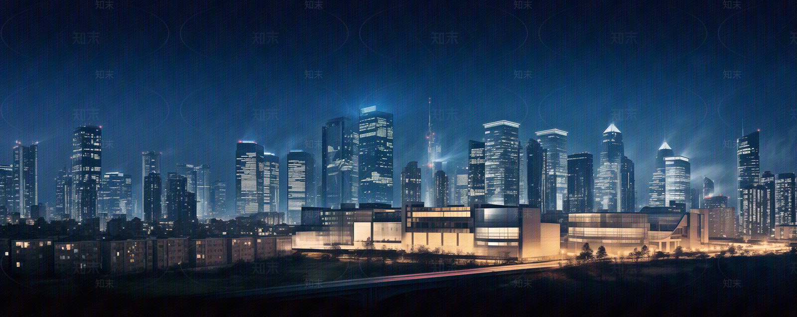 户外城市建筑夜景远景贴图下载【ID:1151179829】