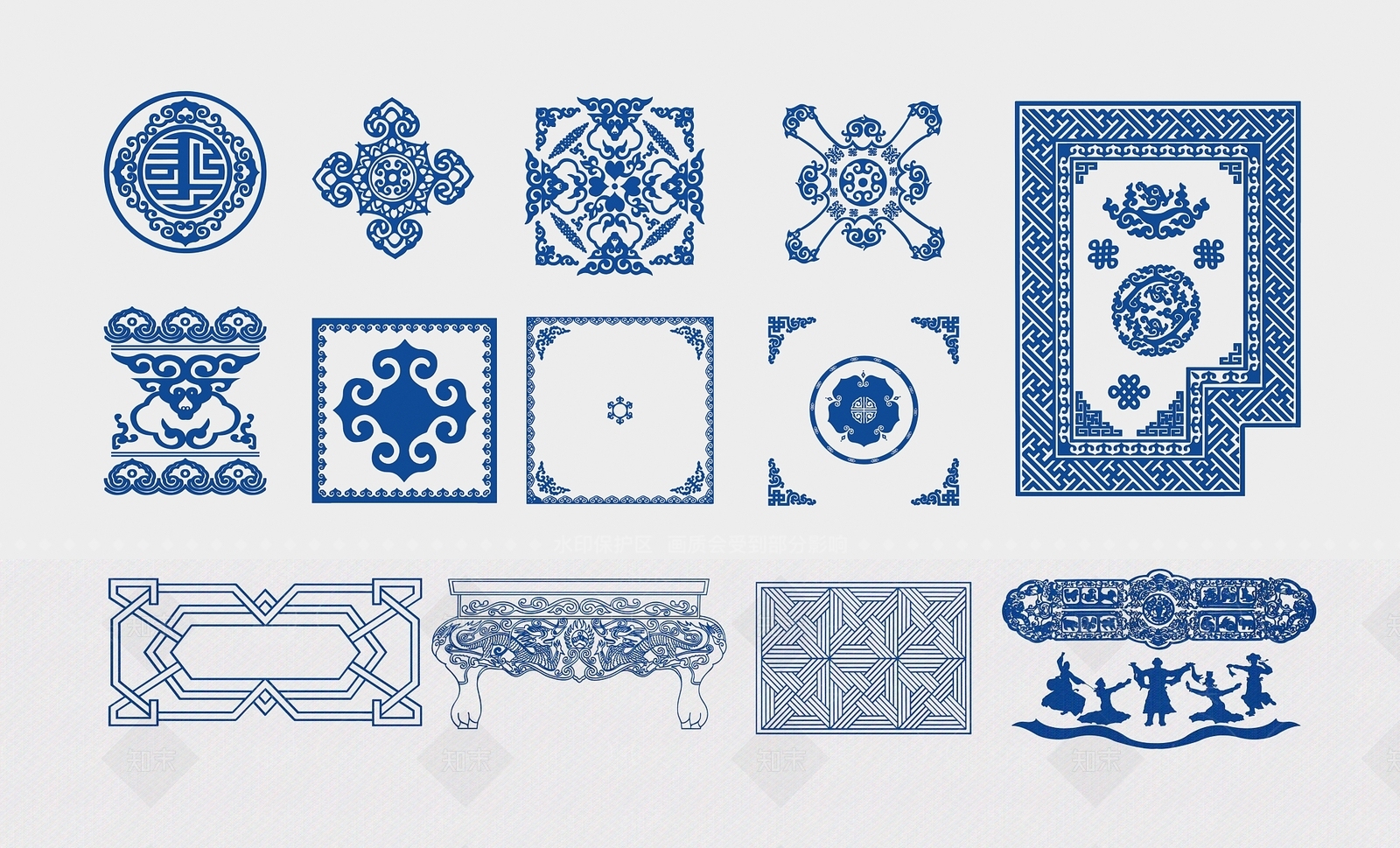 现代蒙古民族图案墙饰3D模型下载【ID:1151182920】