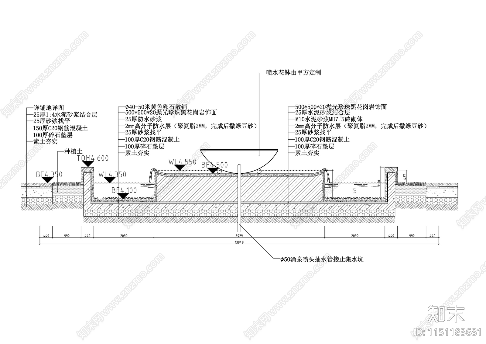 别墅景观小喷泉水景合集施工图下载【ID:1151183681】