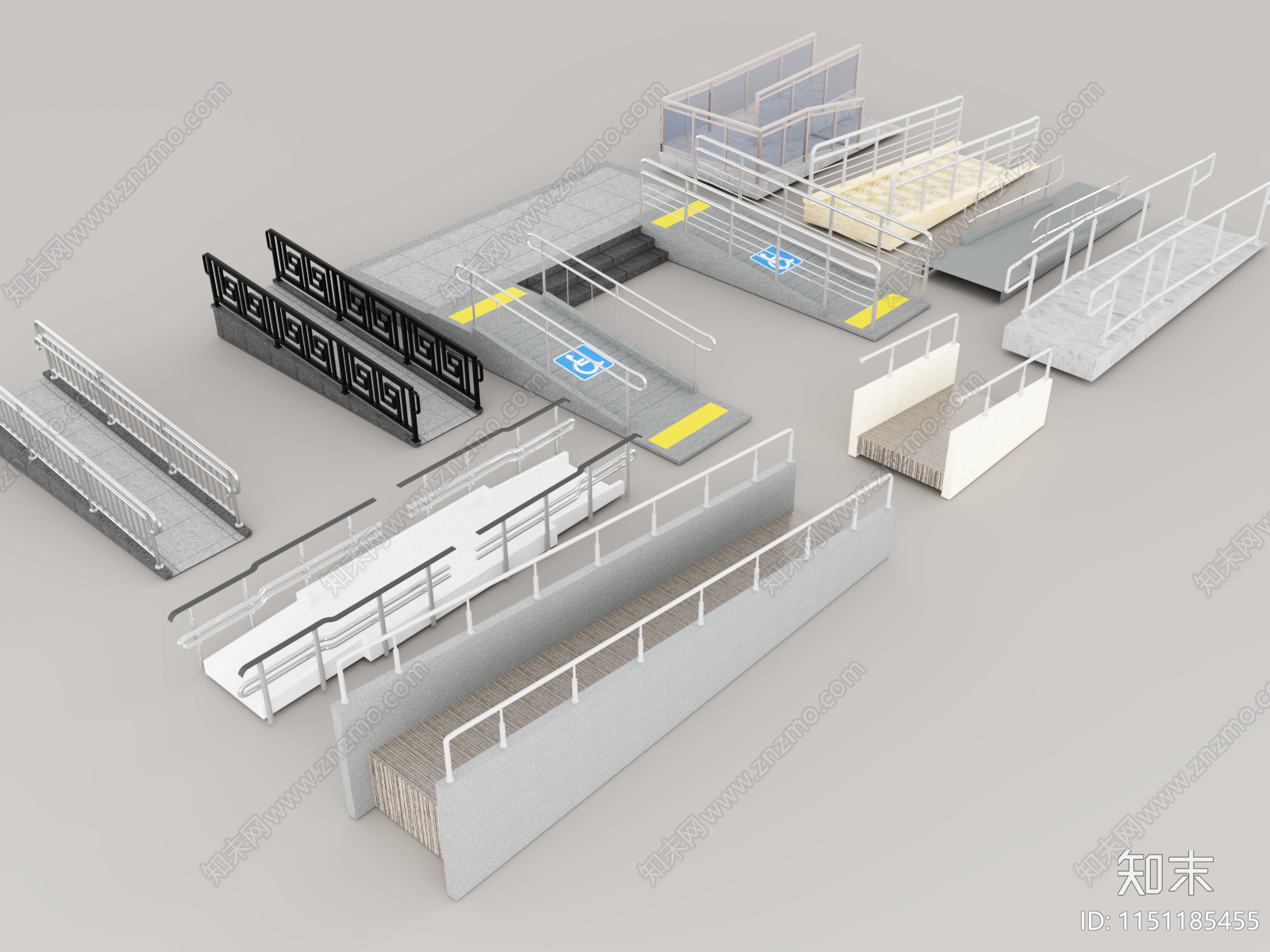 现代无障碍残疾人坡道SU模型下载【ID:1151185455】