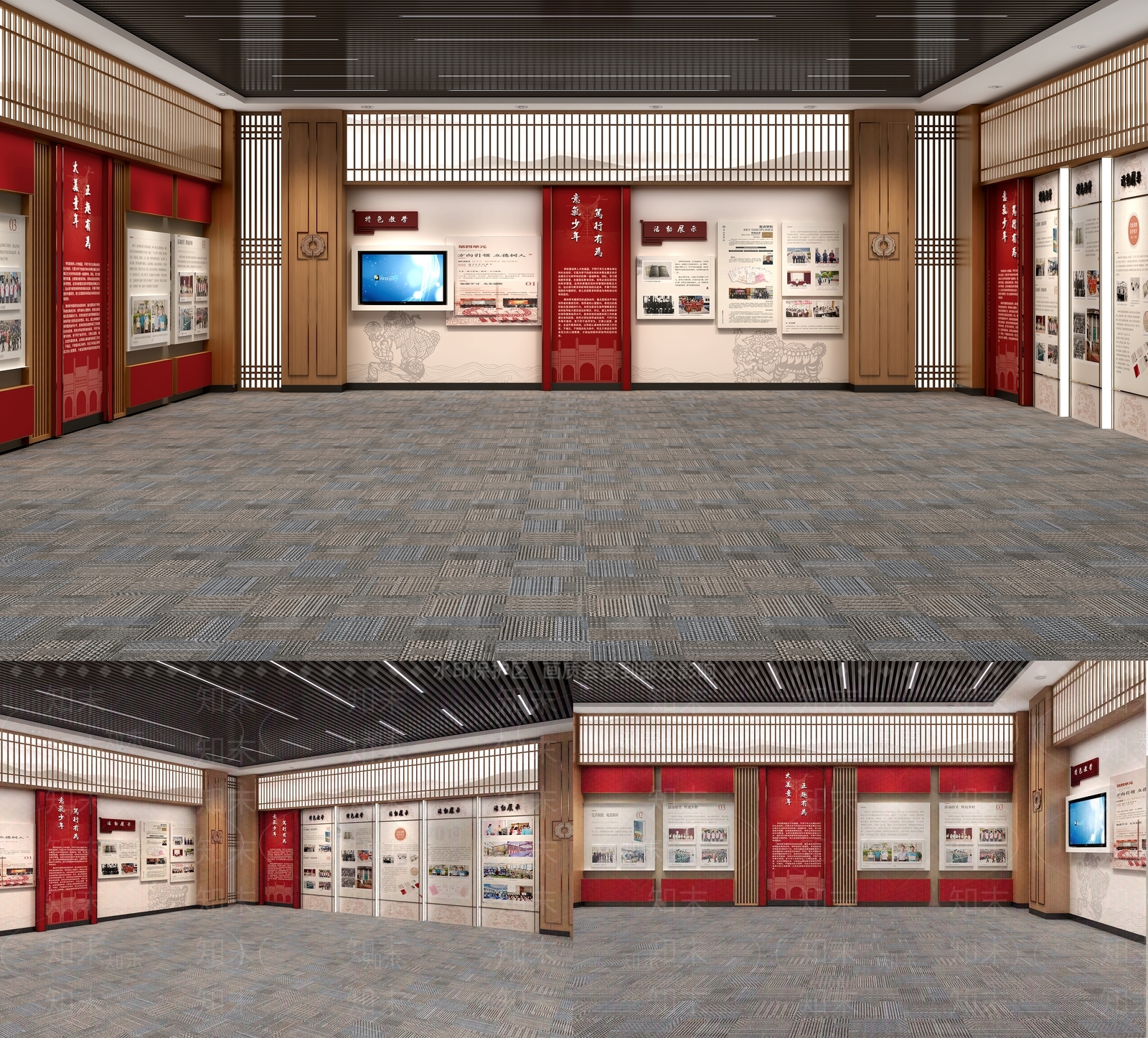 新中式校史馆文化展厅3D模型下载【ID:1151185872】