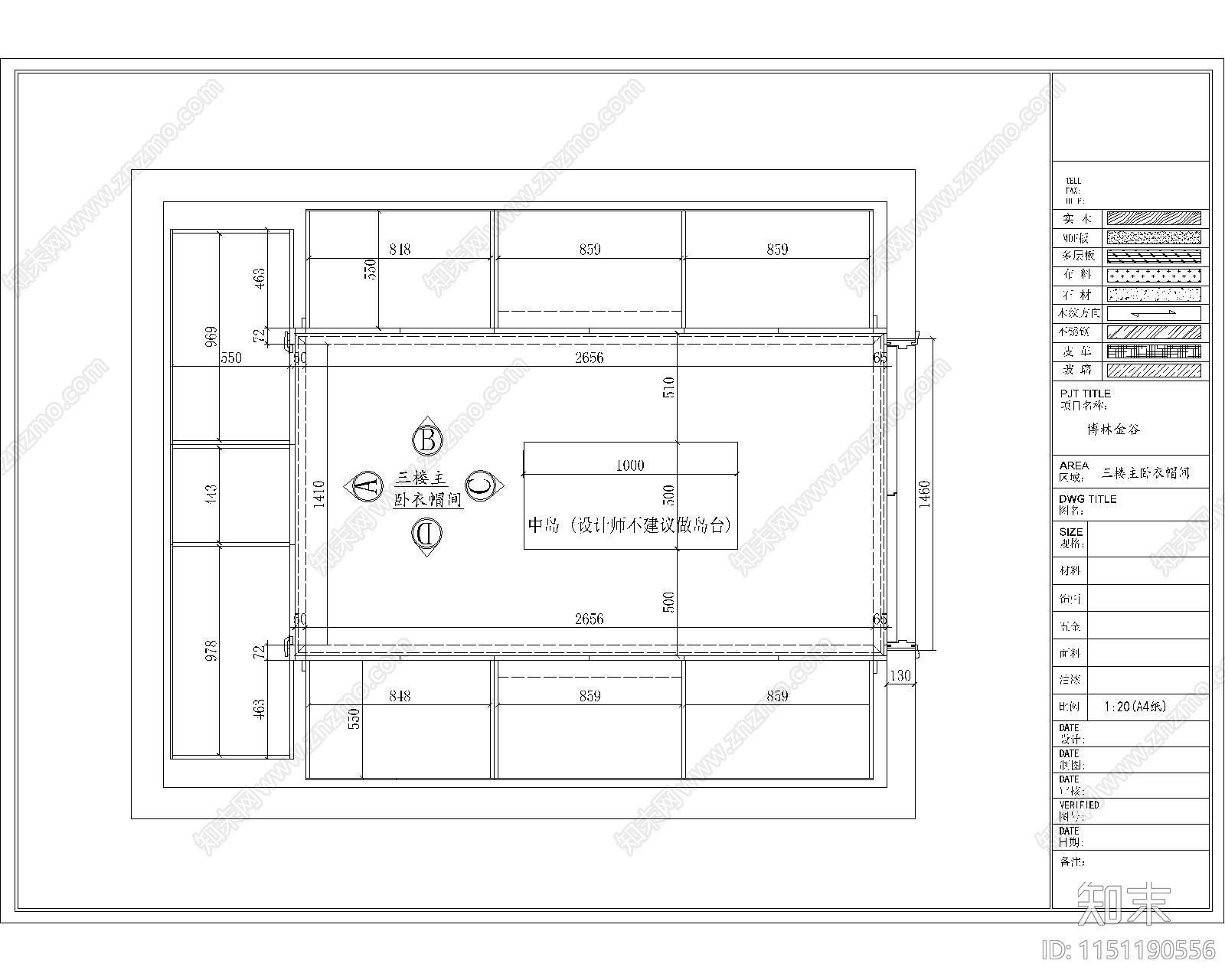 卧室室内cad施工图下载【ID:1151190556】