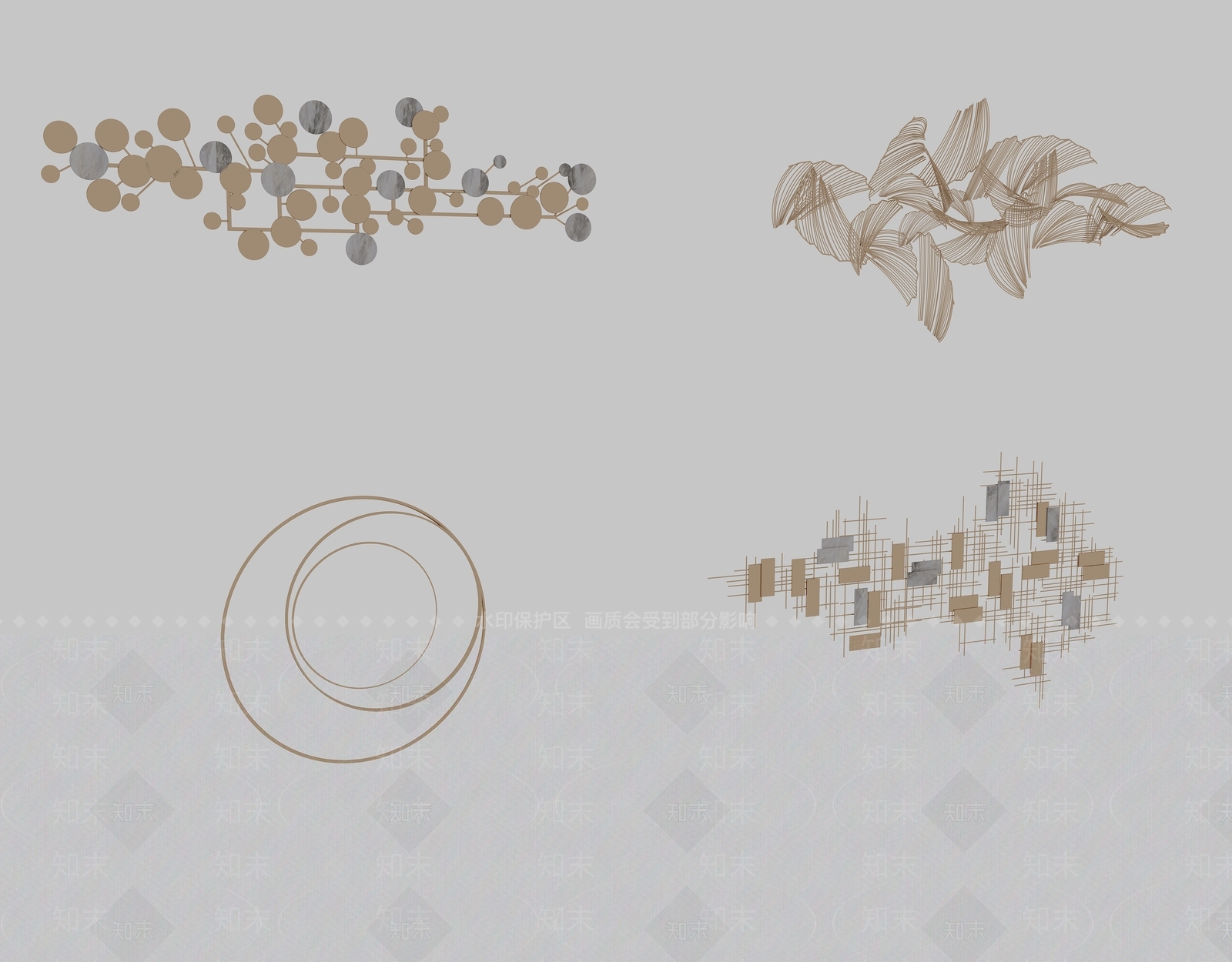 现代墙面金属挂饰3D模型下载【ID:1151191602】