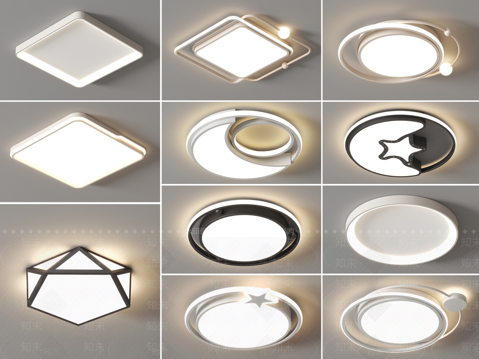 现代奶油风吸顶灯SU模型下载【ID:1151193162】