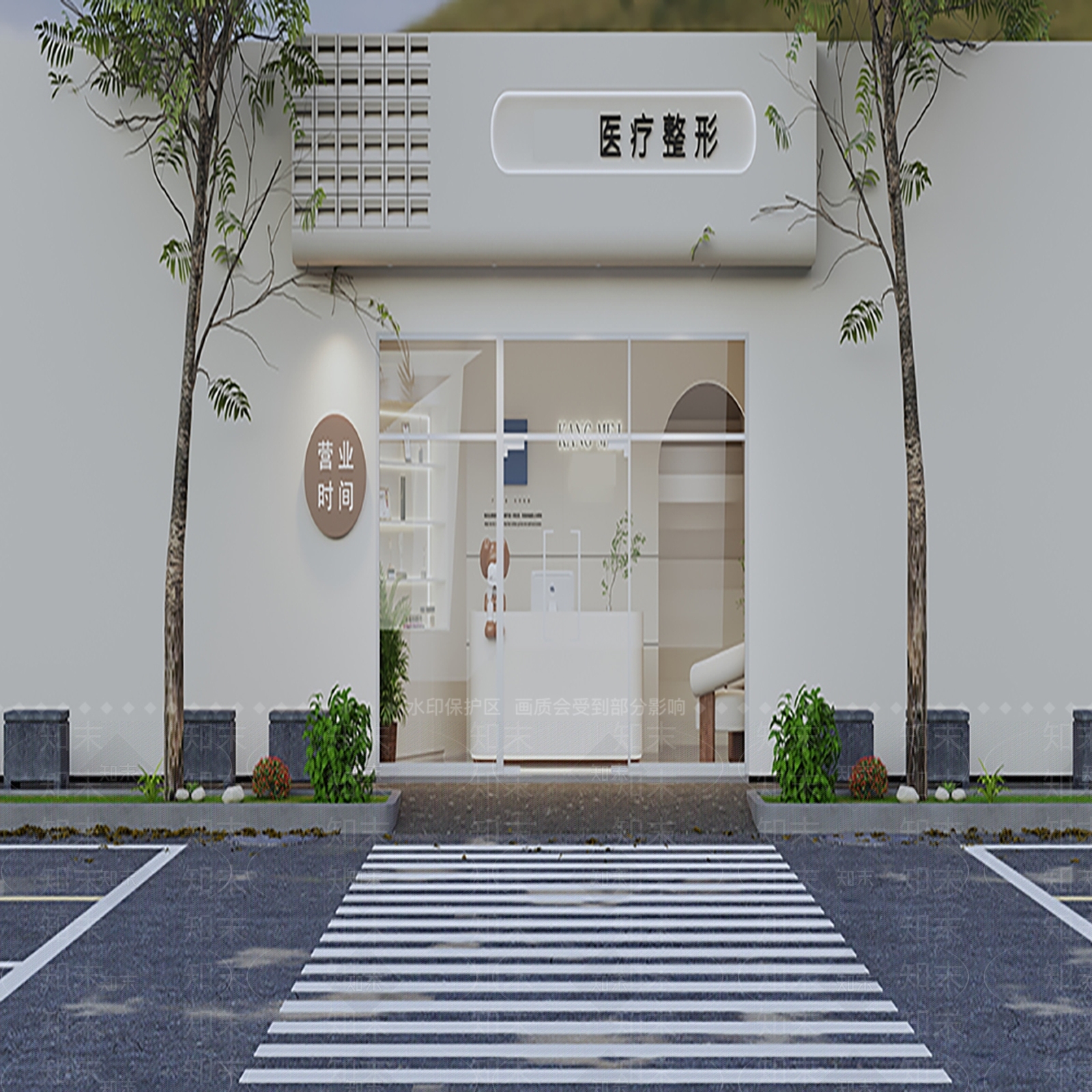 现代奶油风极简美容店3D模型下载【ID:1151193682】
