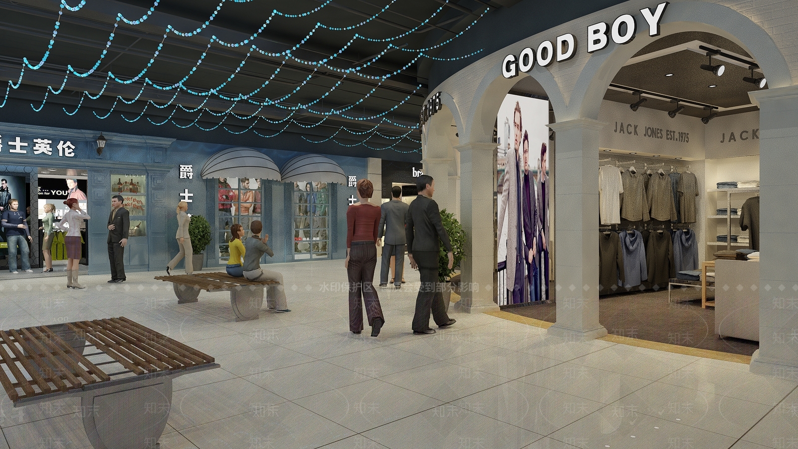 现代室内服装商贸步行街3D模型下载【ID:1151194417】