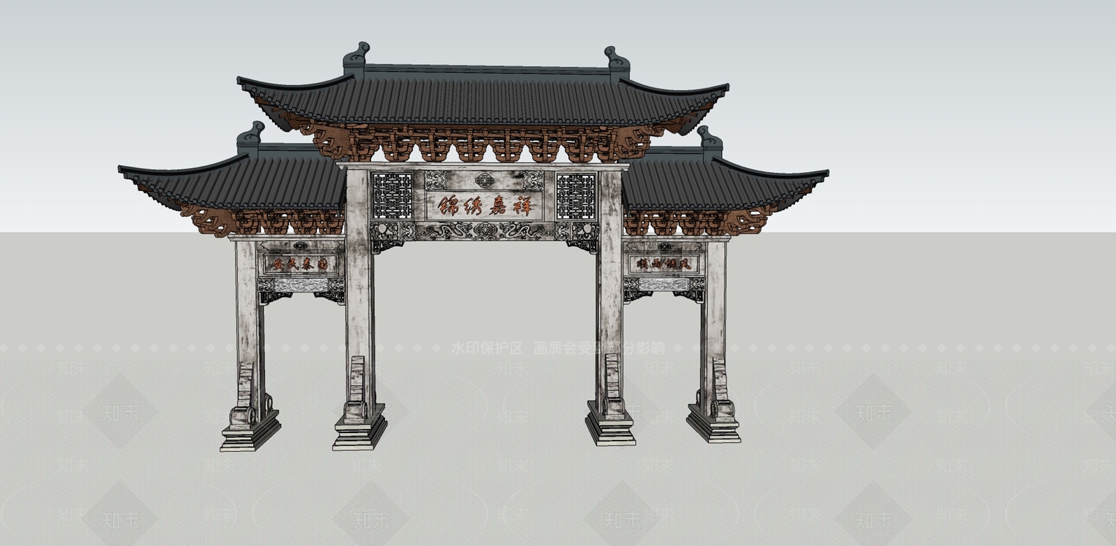 中式牌坊SU模型下载【ID:1151195259】