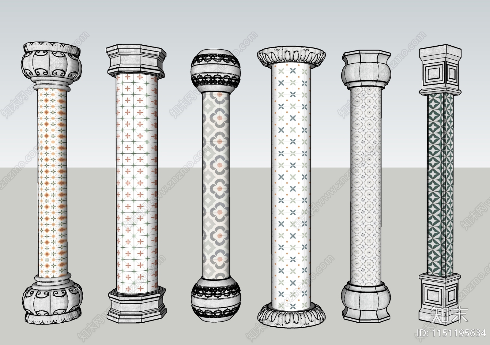 欧式罗马柱SU模型下载【ID:1151195634】