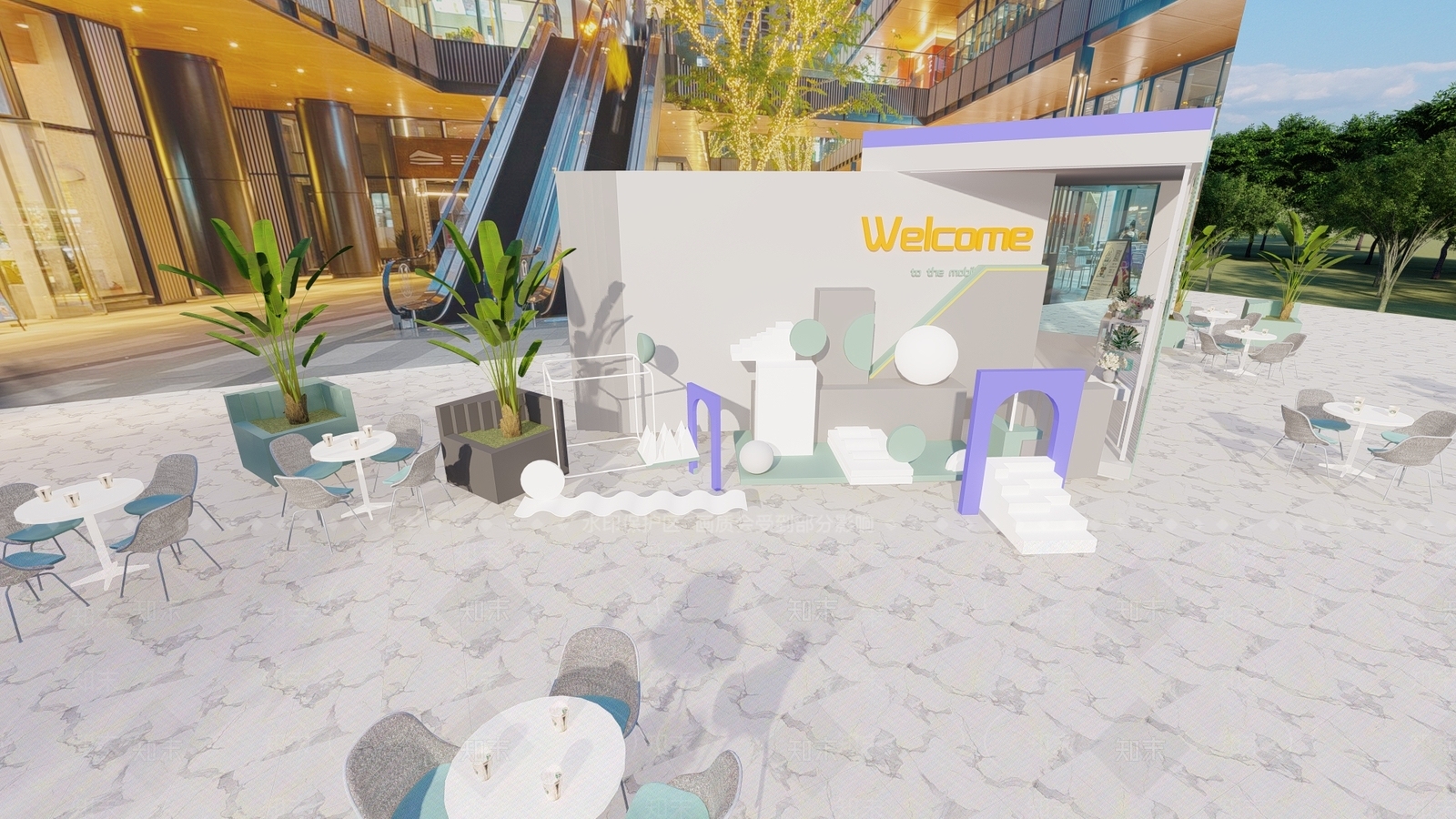 现代商业街外摆SU模型下载【ID:1151198351】