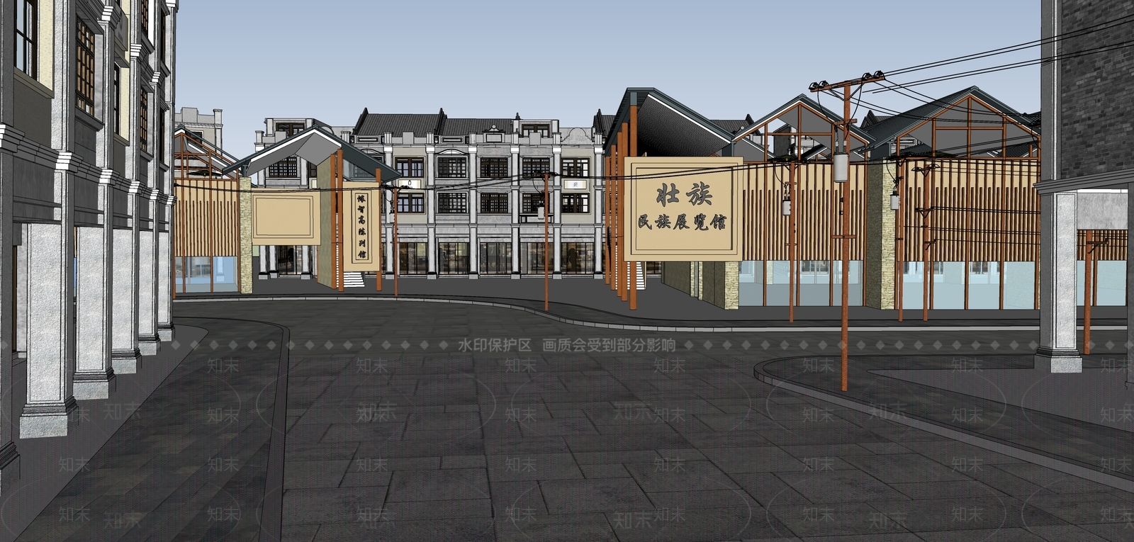 现代风格展览馆建筑SU模型下载【ID:1151201273】