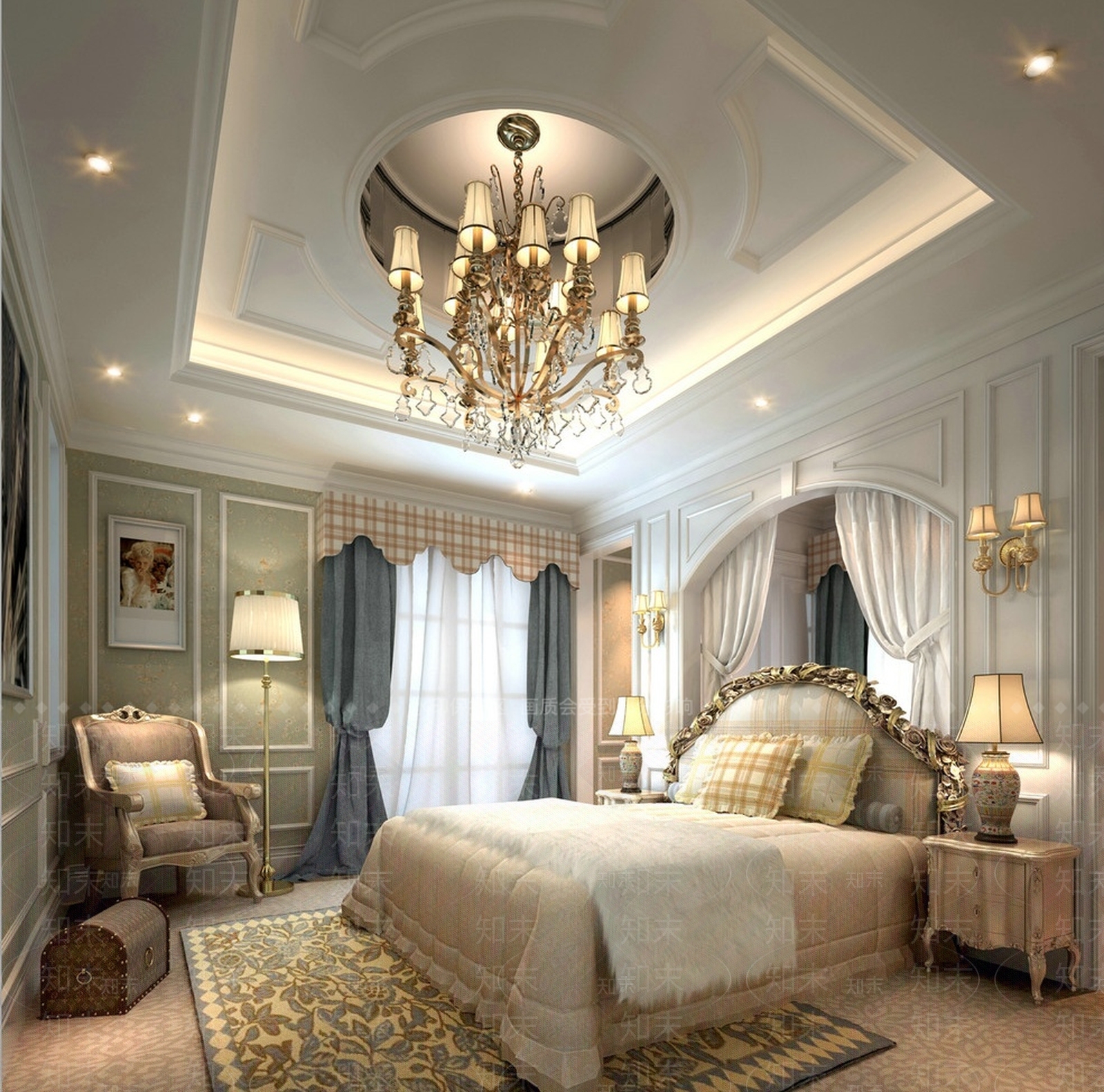 现代欧式豪华公主房3D模型下载【ID:1151202585】