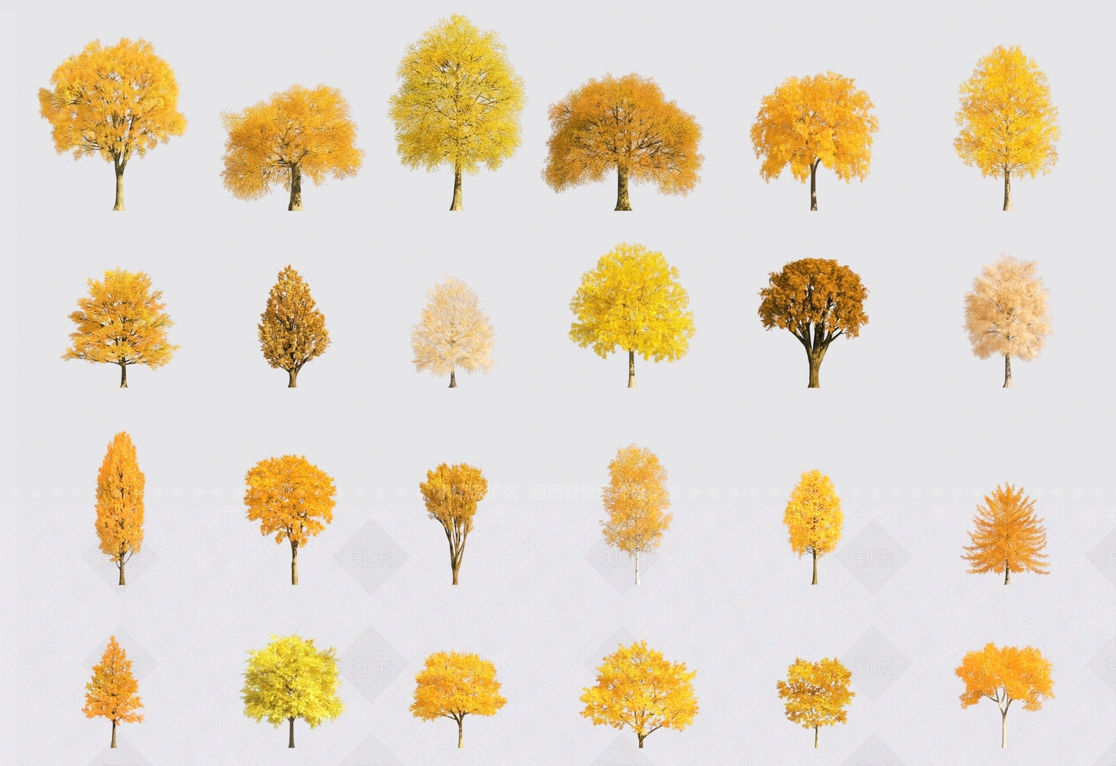 秋景黄色景观树木3D模型下载【ID:1151203916】