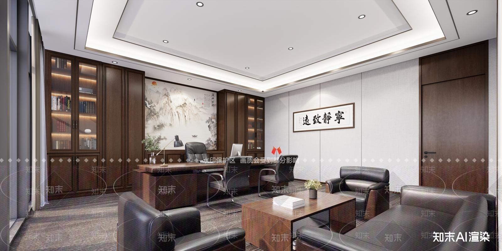 新中式办公区SU模型下载【ID:1215985730】