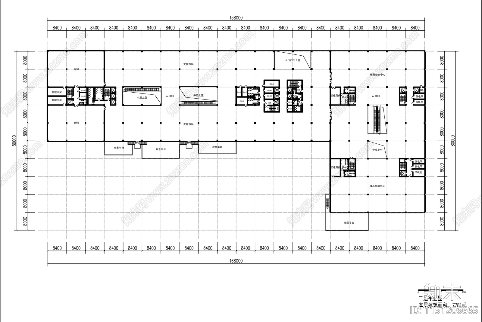 交易市场大楼建筑平面图cad施工图下载【ID:1151206665】