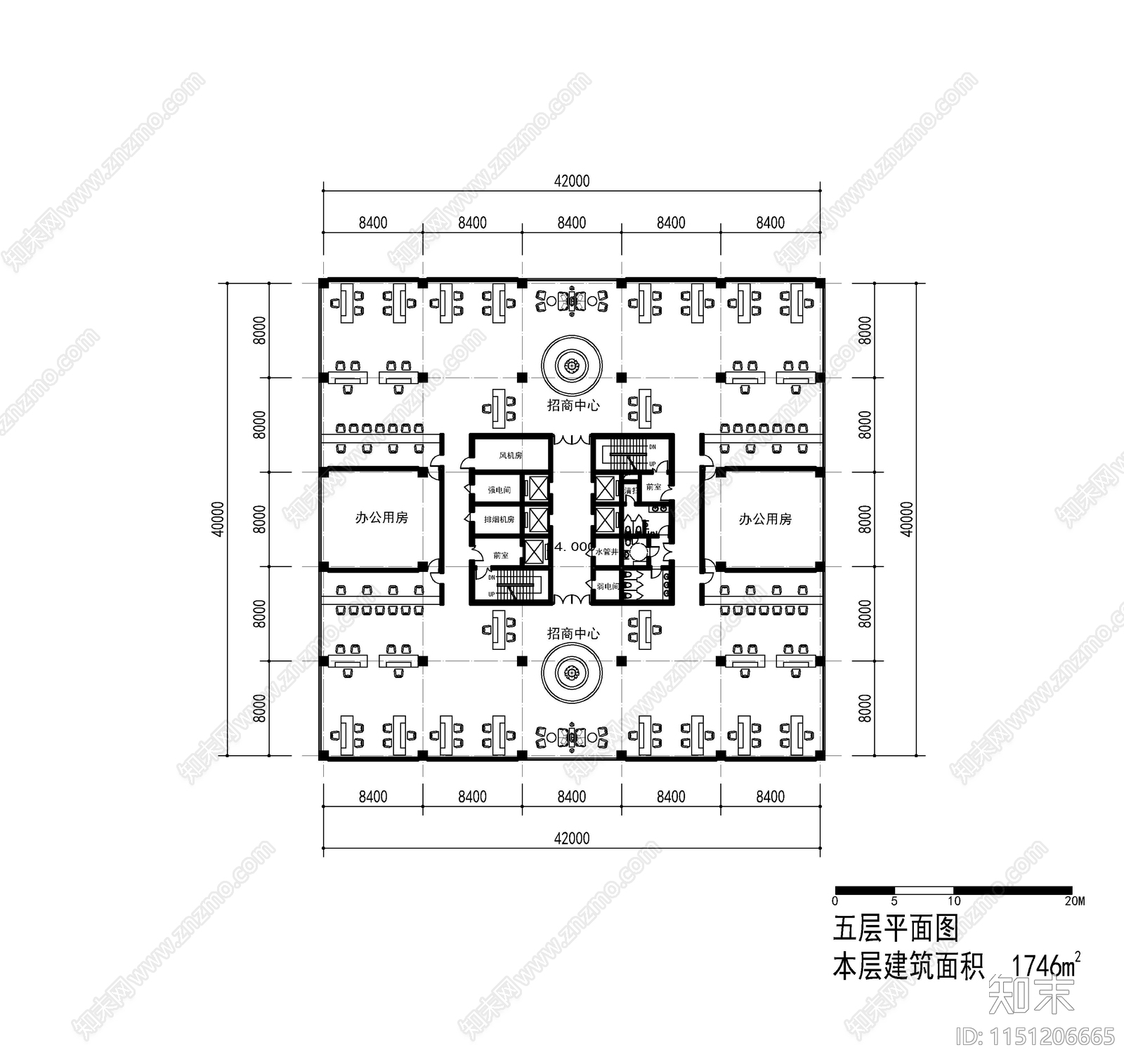 交易市场大楼建筑平面图cad施工图下载【ID:1151206665】