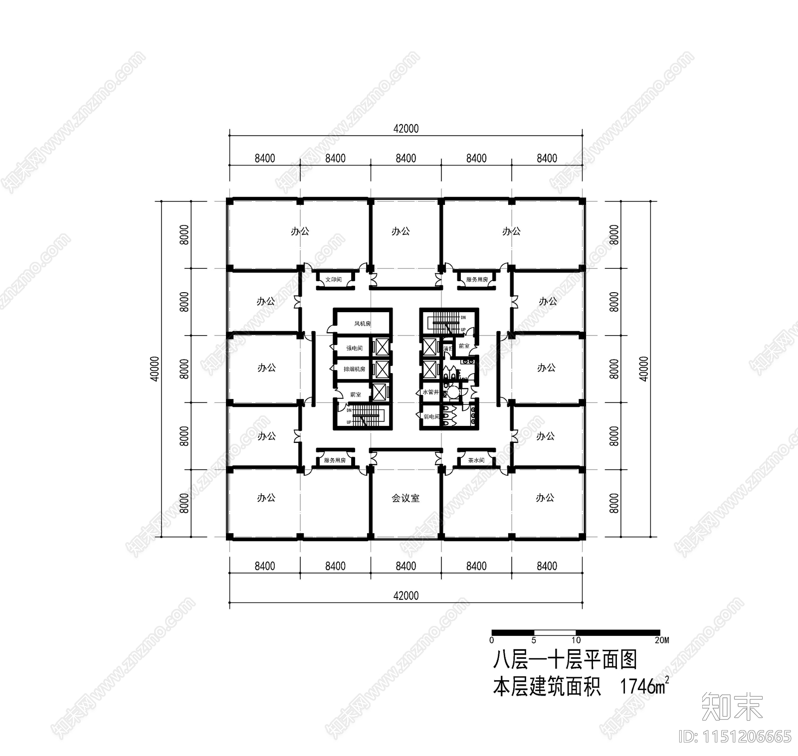 交易市场大楼建筑平面图cad施工图下载【ID:1151206665】