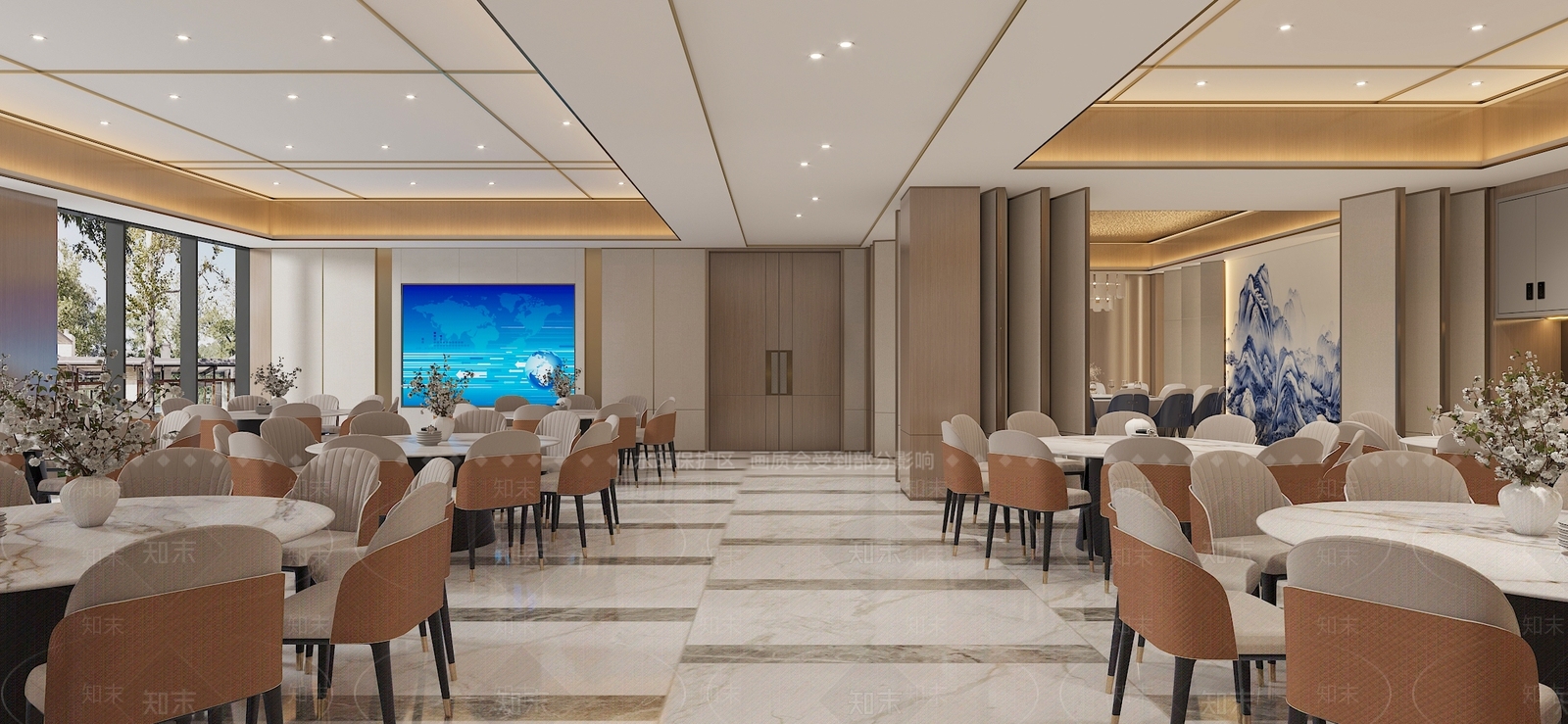 现代员工餐厅3D模型下载【ID:1151502847】