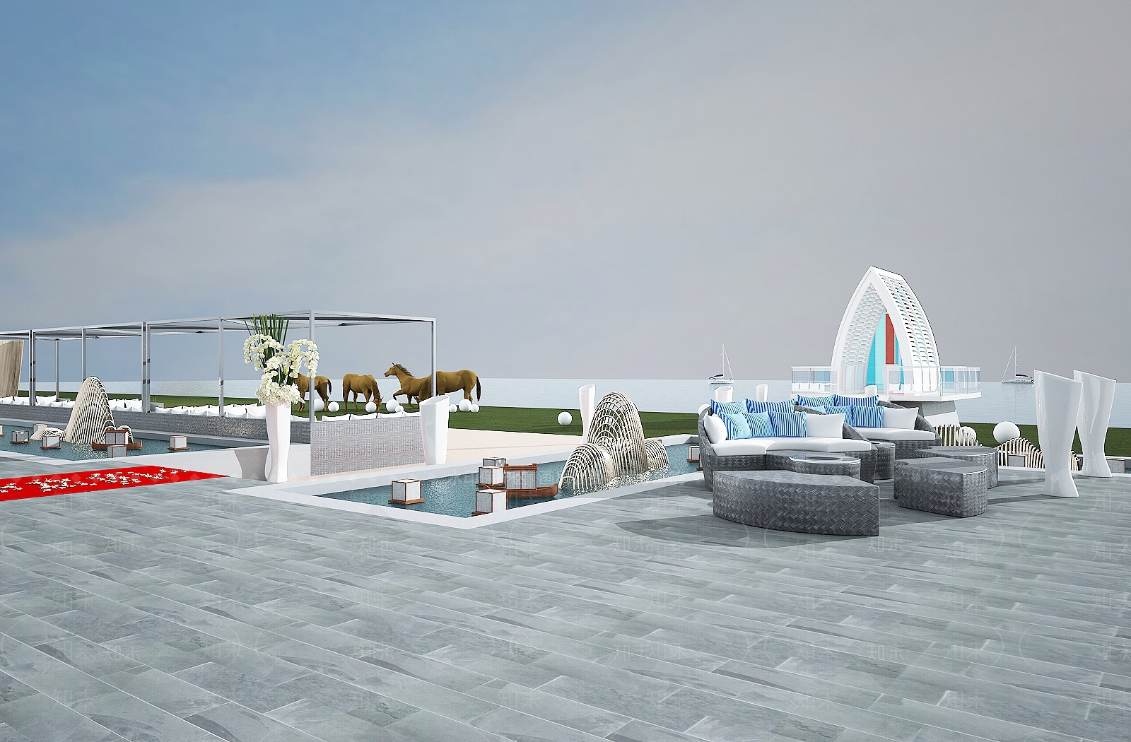 现代户外婚礼现场3D模型下载【ID:1151211729】