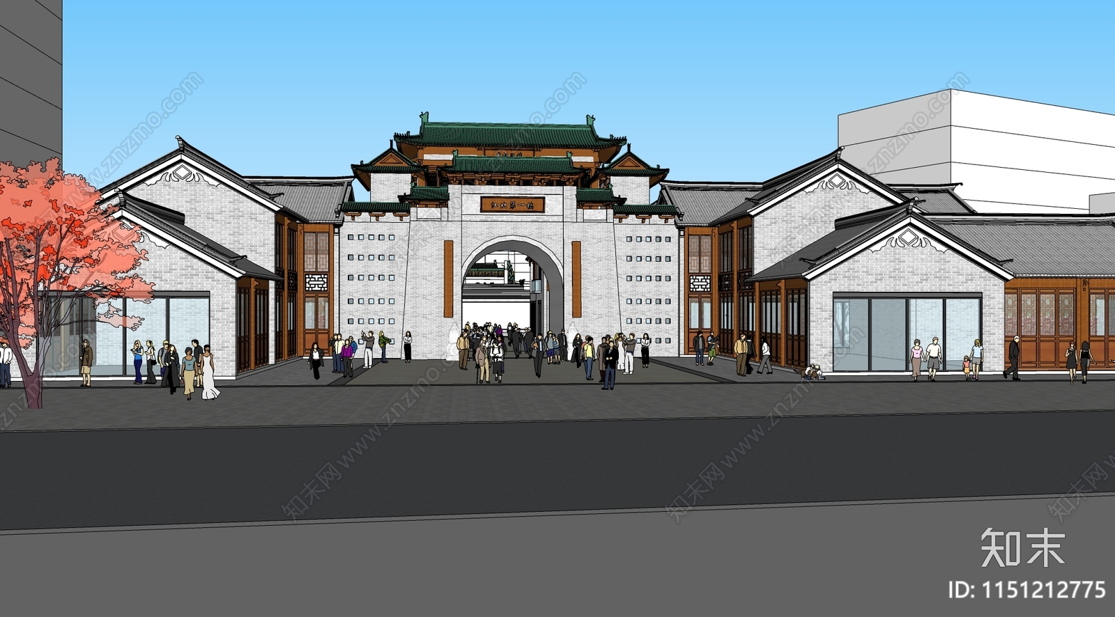 中式寺庙建筑SU模型下载【ID:1151212775】