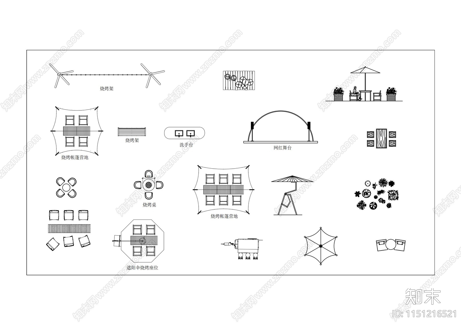 户外烧烤露营家具施工图下载【ID:1151216521】