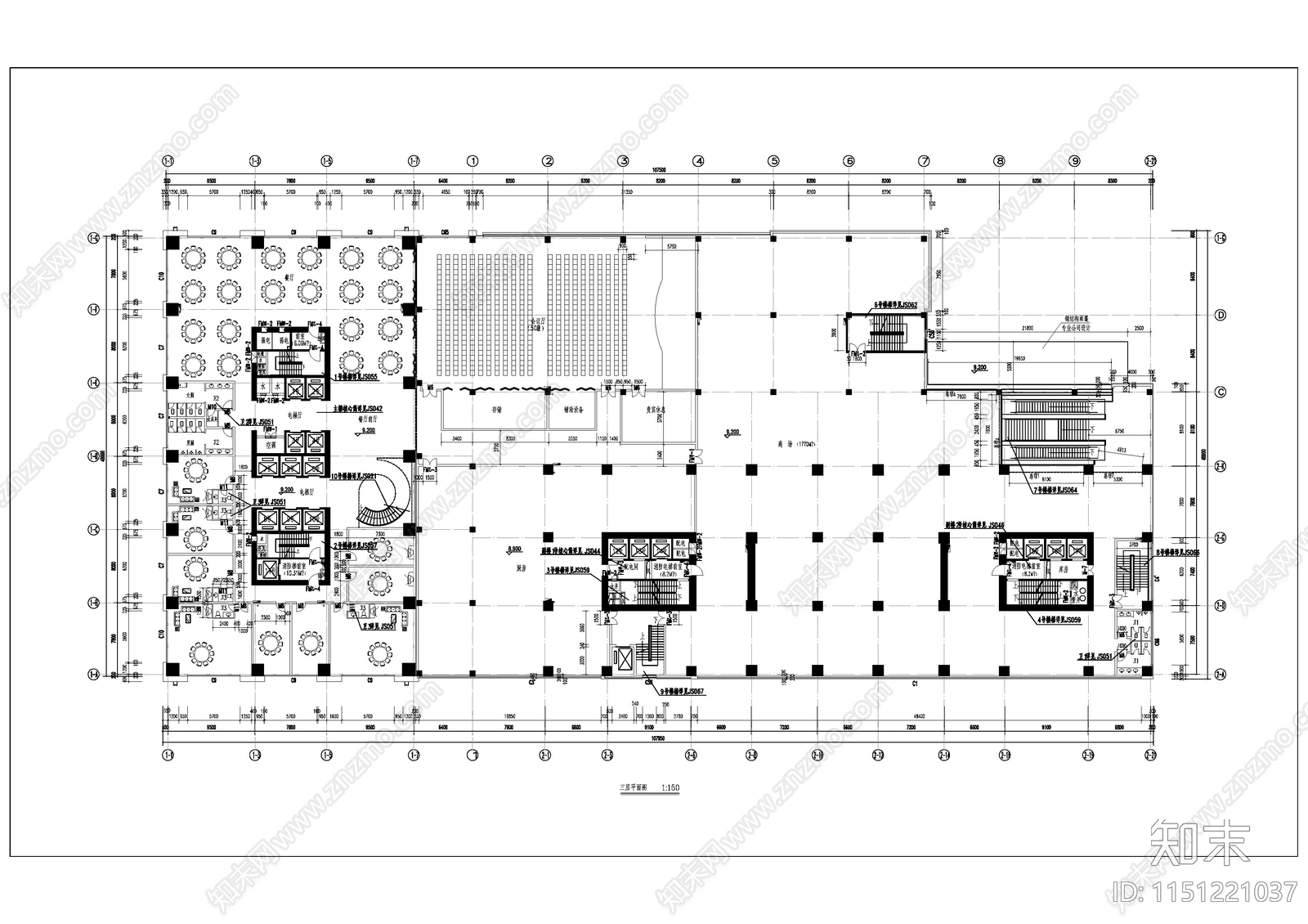 超高层办公酒店商务中心大楼建筑cad施工图下载【ID:1151221037】