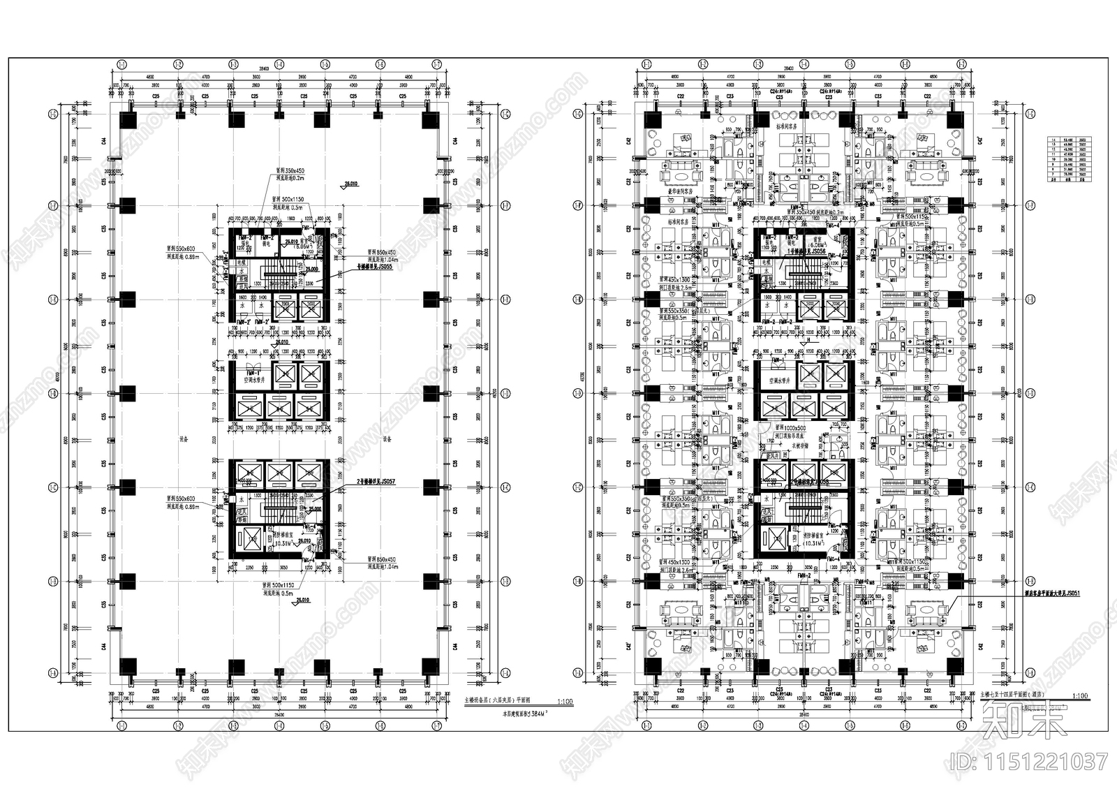 超高层办公酒店商务中心大楼建筑cad施工图下载【ID:1151221037】