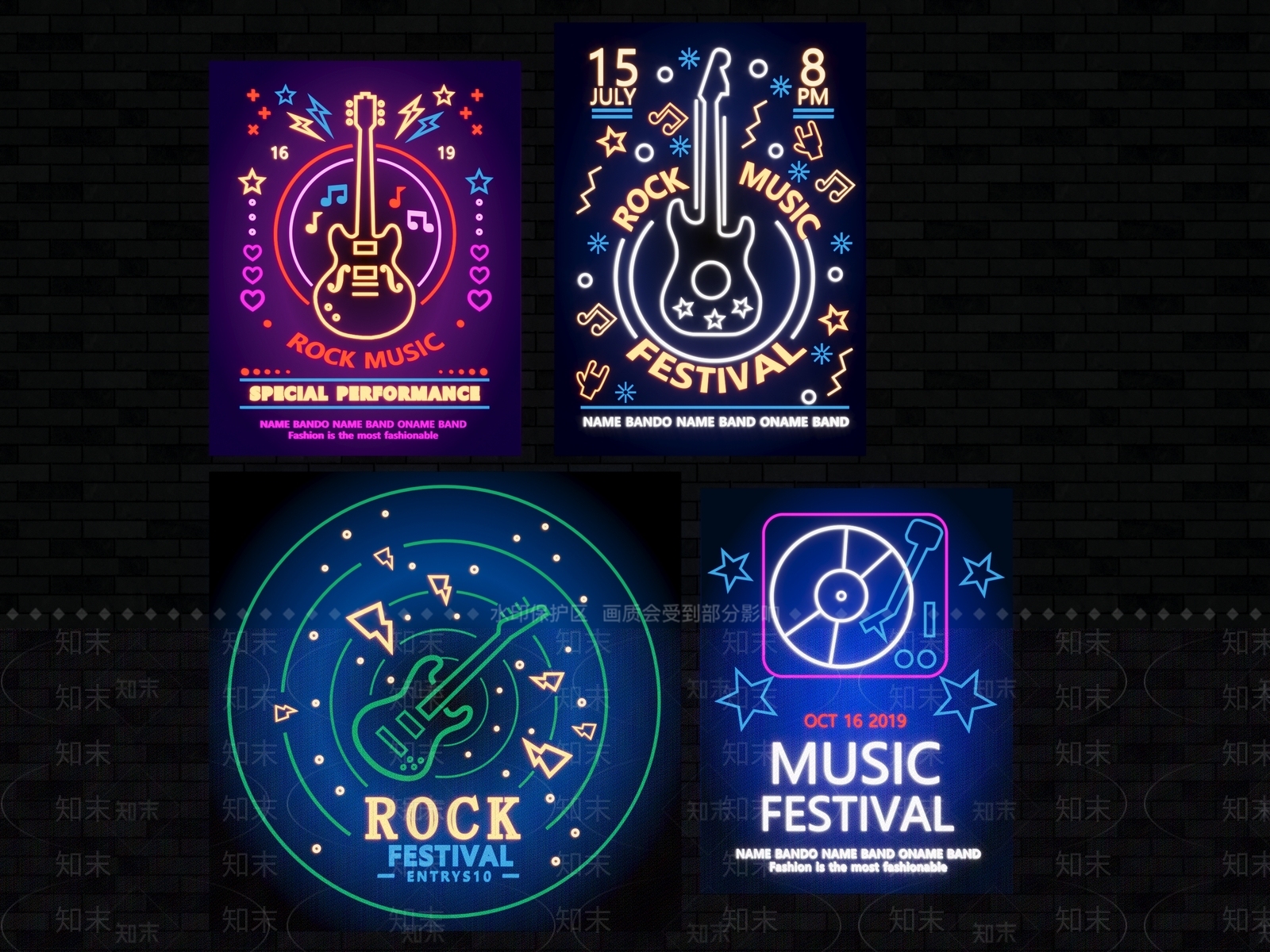 现代吉他霓虹灯3D模型下载【ID:1151220689】