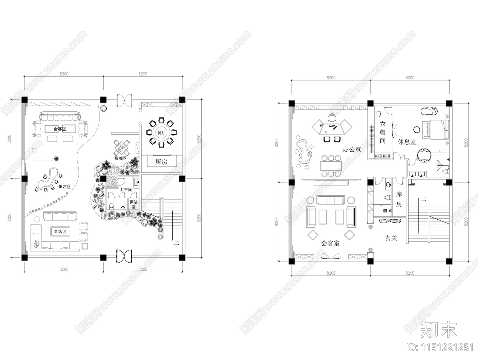 办公室平面cad施工图下载【ID:1151221251】