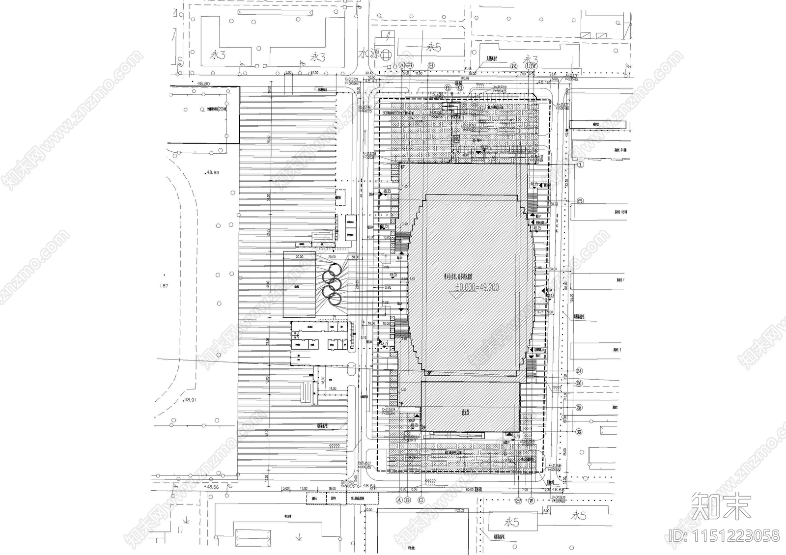 科技大学体育馆建筑施工图下载【ID:1151223058】