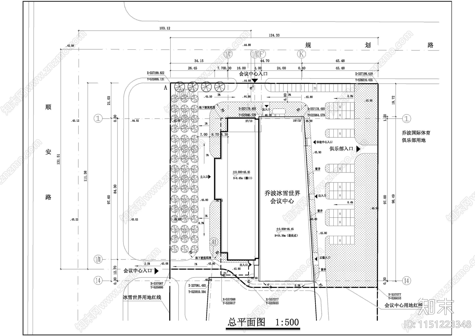 乔波冰雪世界建筑cad施工图下载【ID:1151223348】