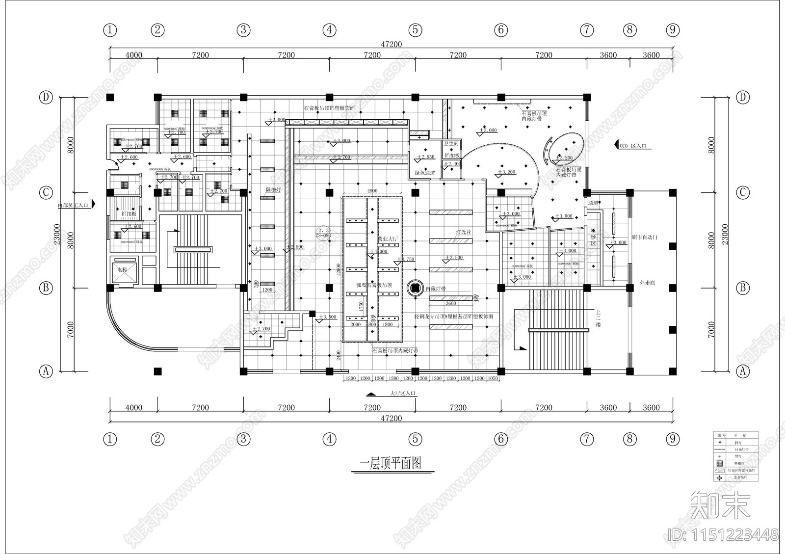 某银行办公楼室内cad施工图下载【ID:1151223448】