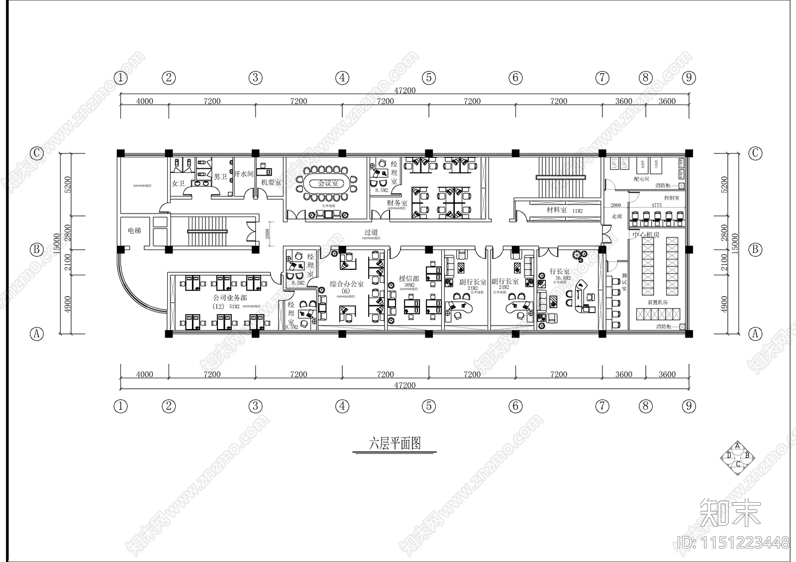 某银行办公楼室内cad施工图下载【ID:1151223448】